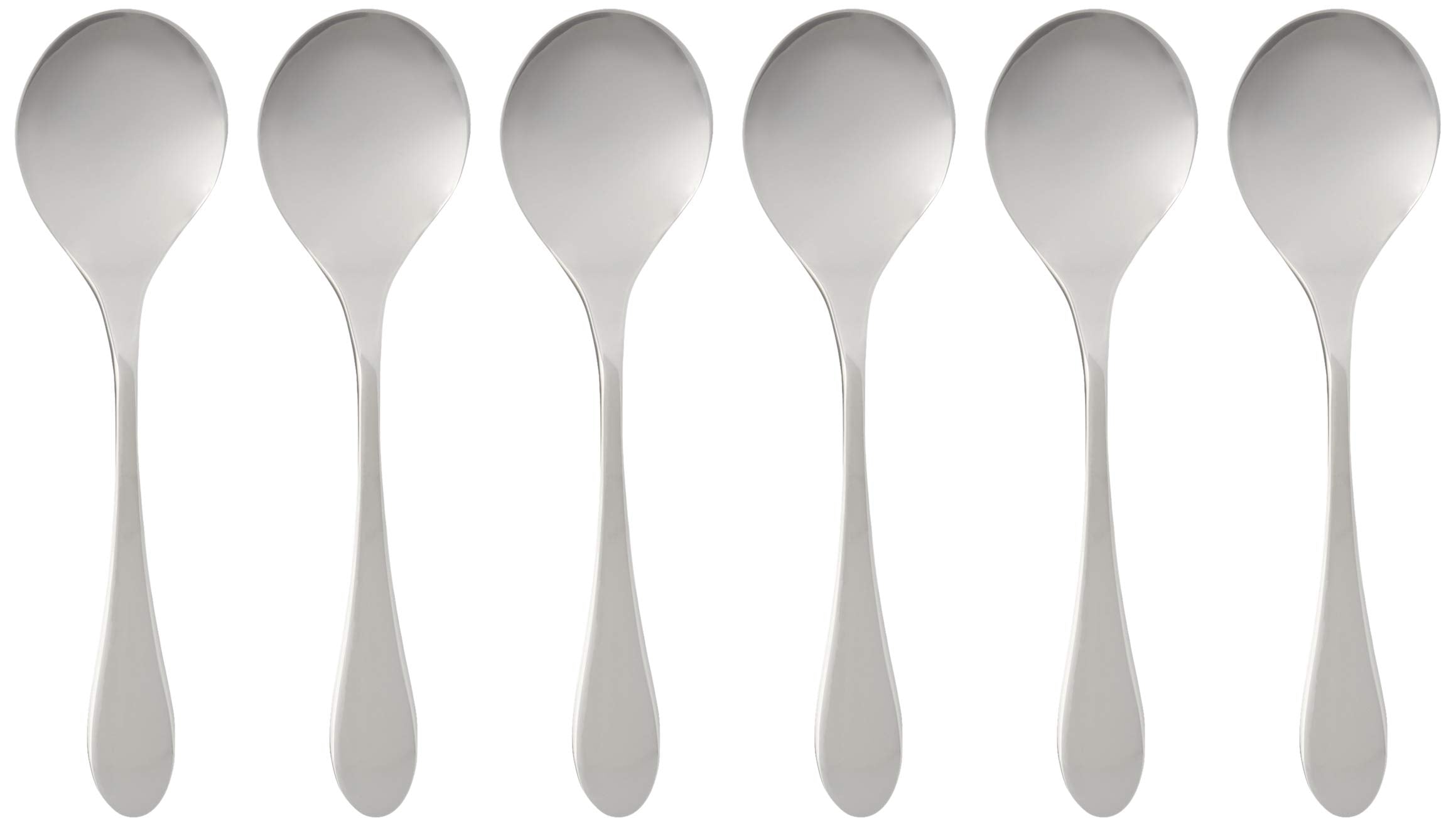 Knork Original Bouillon Stainless Steel Soup, Specialty Spoons, 6 Piece Set, Gloss