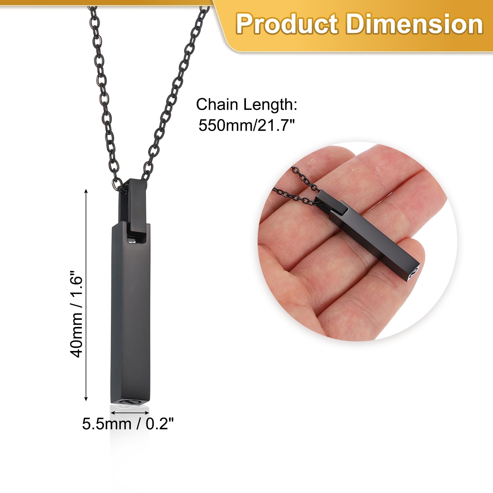 uxcell Cube Cremation Necklace for Ashes, Urn Ash Memorial Cremation Necklaces Waterproof Keepsake Pendant with Funnel Kit for A