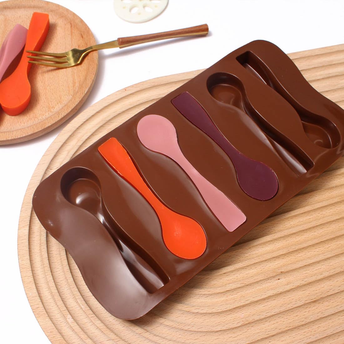 Wellyuk Silicone Spoon Ice Mold Tray Cupcake Muffin Baking Cup Mold Chocolate Soap Candle Cake Cookie For Kitchen Festival