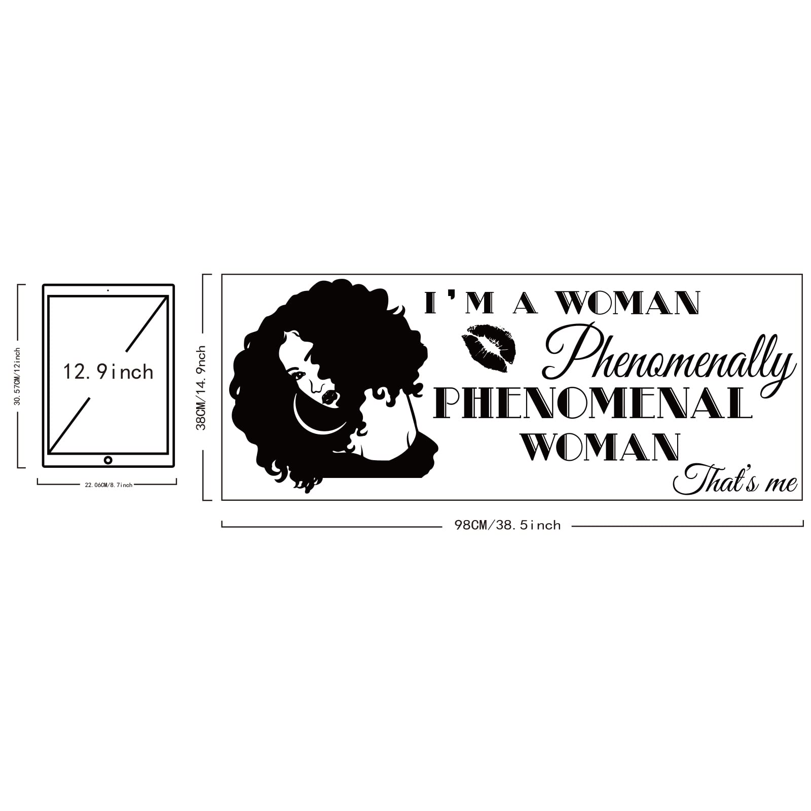 Superdant Inspirational Theme Pvc Wall Sticker I Am A Phenomenal Woman Quotes Woman Avatar Pattern Wall Art Sticker Vinyl Wall D
