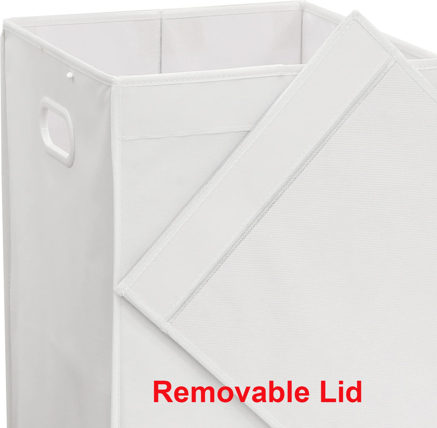 Simple Houseware Foldable Laundry Hamper Basket With Lid, White