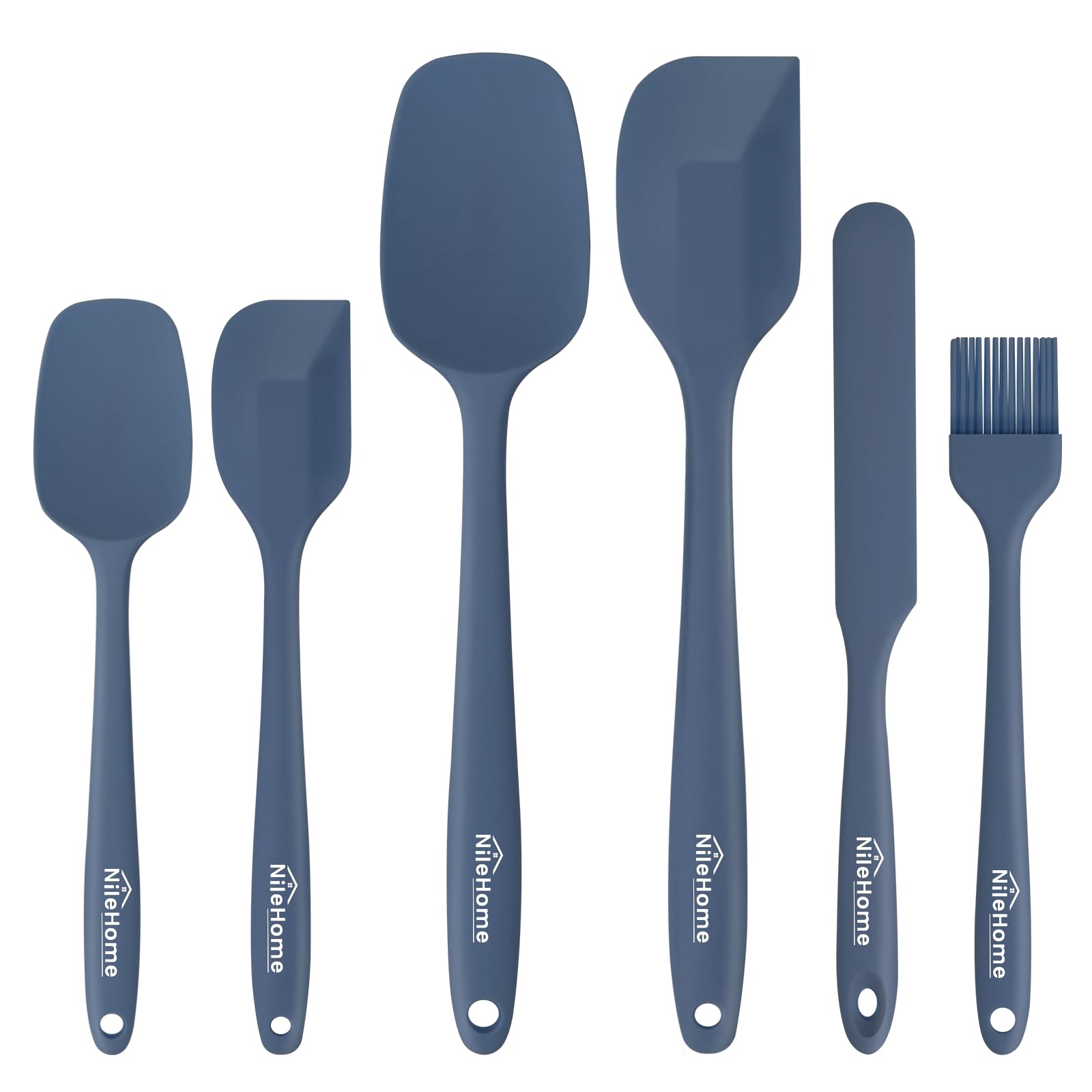 NileHome Silicone Spatula Set, 6 Packs Food Grade Kitchen Utensils with Silicone Brush Heat Resistant BPA-free Rubber Spatula fo