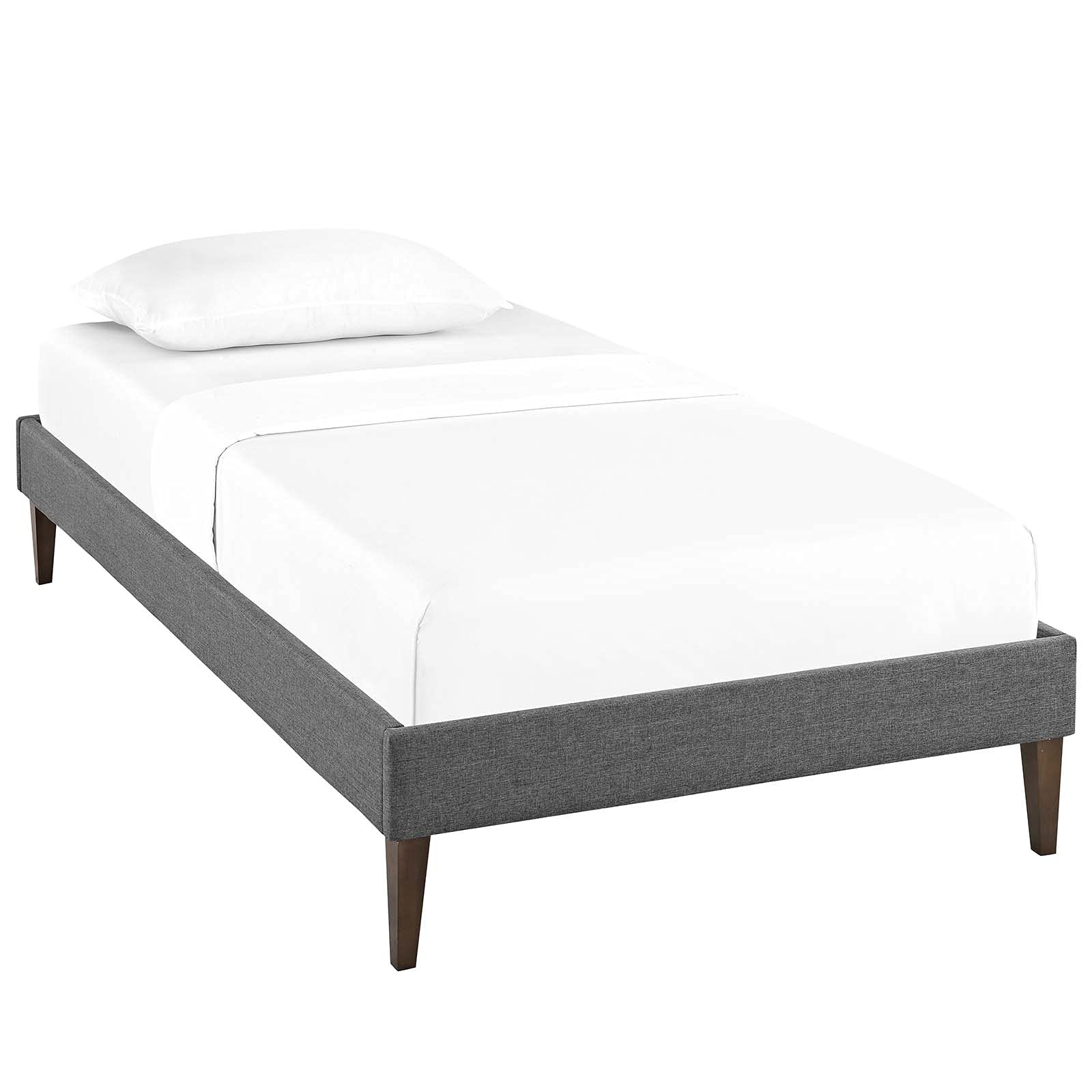 CasaFoyer  Tessie Platform Bed | Solid Wood Frame | Polyester Upholstery | Tapered Legs | Gray | Twin Size | No Box Spring Needed | Mattress Not Included