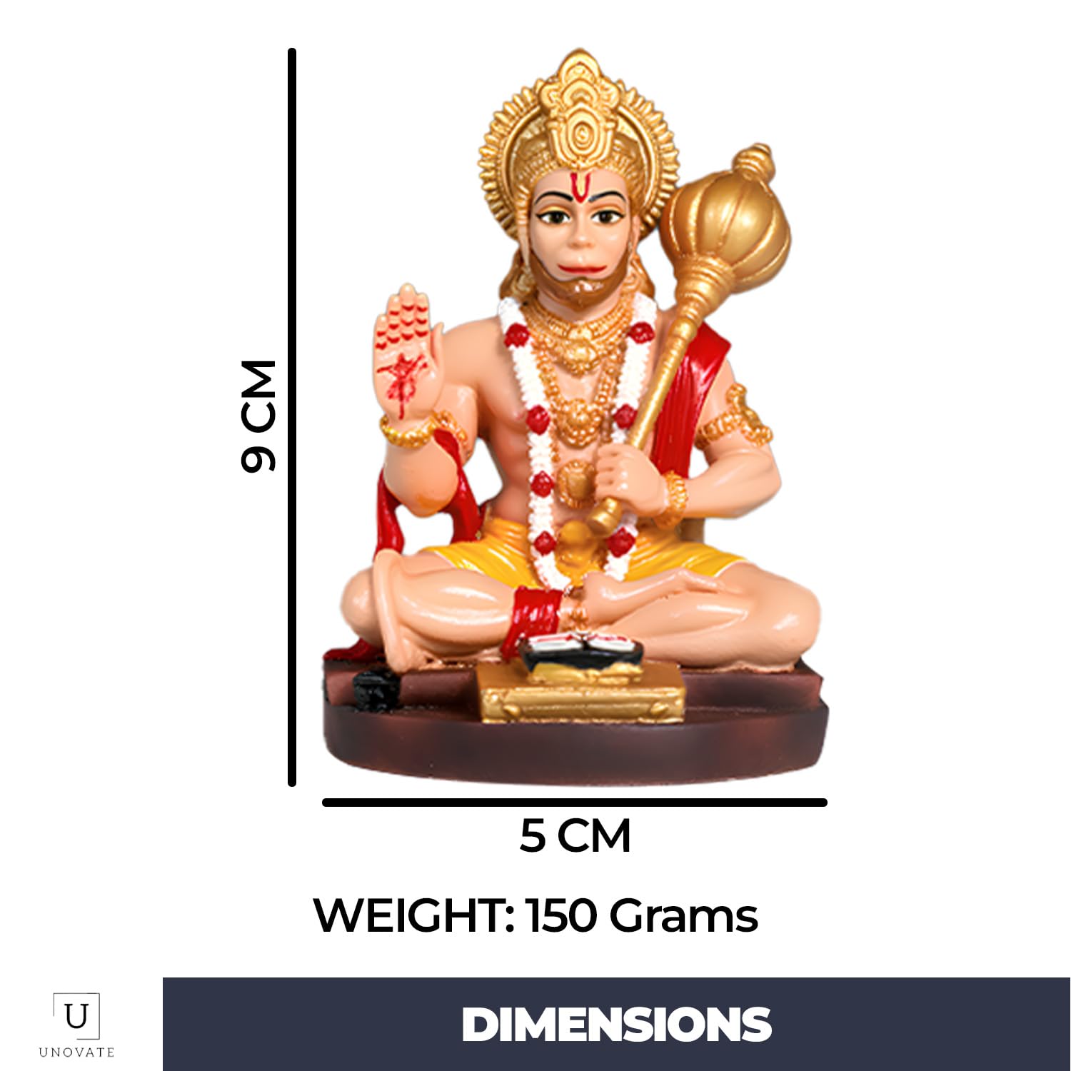 Unovate Lord Hanuman Idol For Car Dashboard, Home, Office Desk  Hanuman Murti For For Pooja, Temple Showpiece, Decoration, Festi