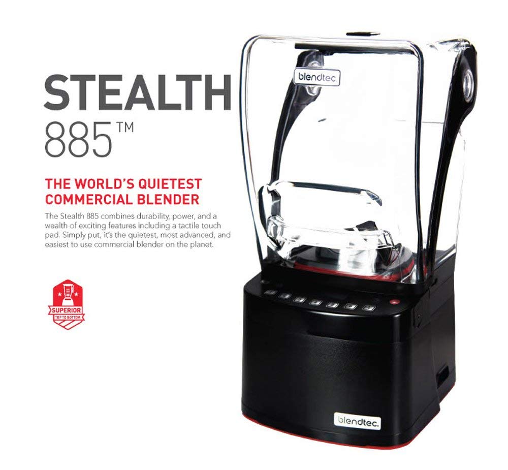 Blendtec Stealth 885 Commercial Blender, Wildside+ Jar, Blendtec Stealth Sound Enclosure, Strongest Commercial-Grade Power, Self