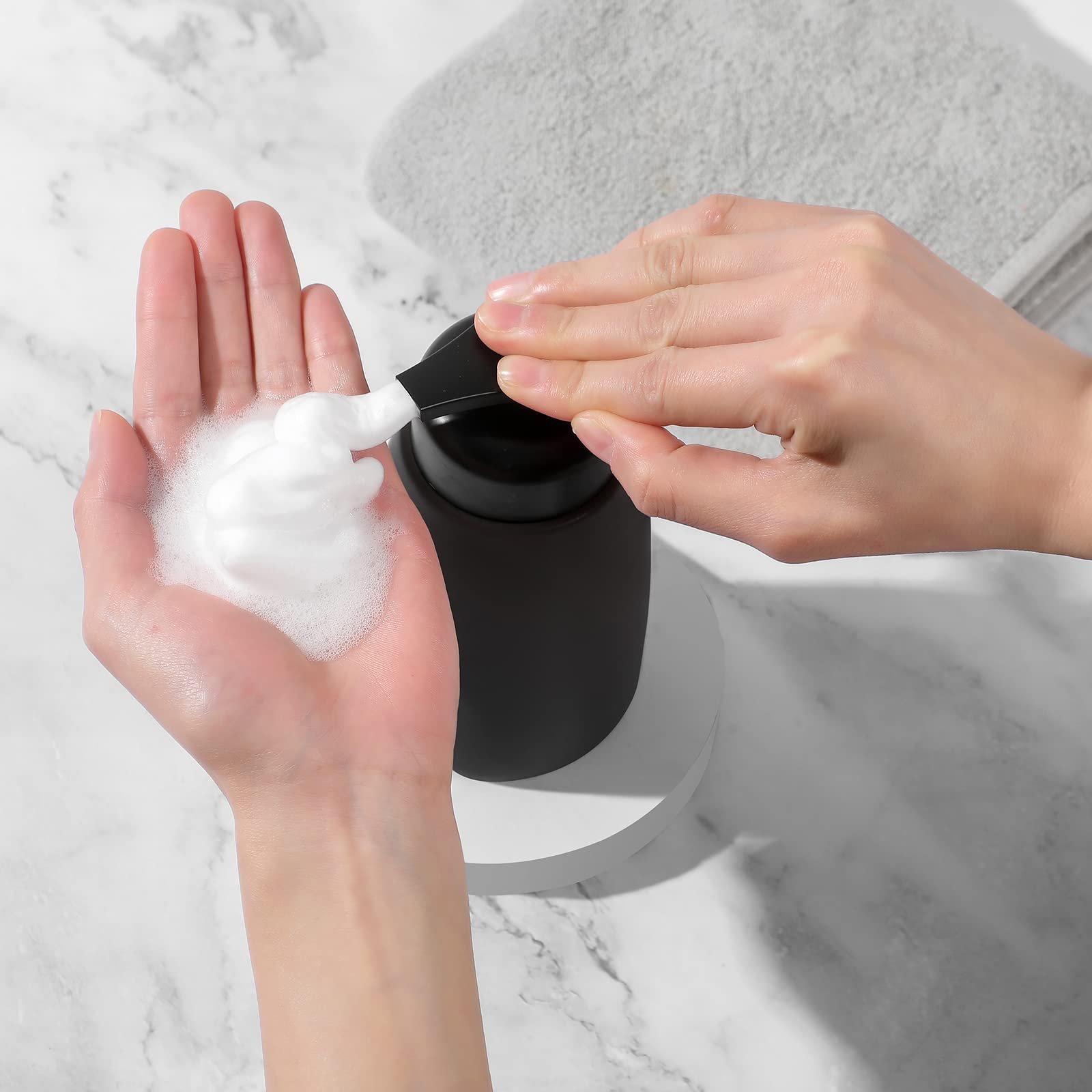 Foaming Hand Soap Dispenser Ceramic Jar Foam Dish Soap Dispenser For Bathroom And Kitchen Sink, Liquid Pump Bottle For Shampoo,