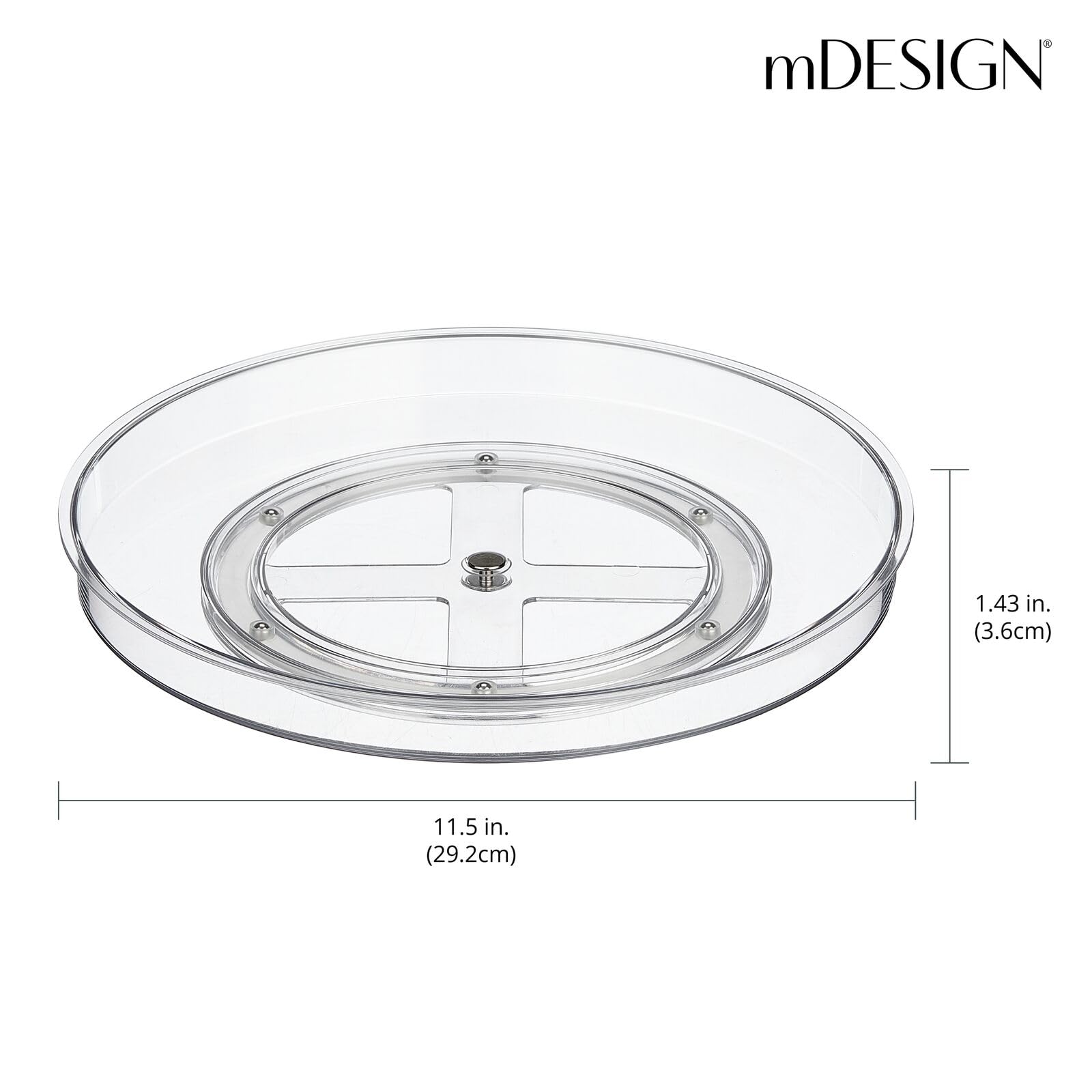 Mdesign Lazy Susan Turntable Plastic Spinner For Kitchen/Bathroom, Pantry, Fridge, Cupboards, Or Counter Organizing, Fully Rotat