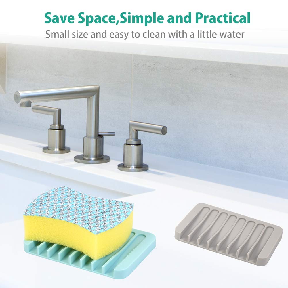 3Pcs Self Draining Soap Holder, Premium Silicone Soap Dish, Soap Saver For Shower, Bathroom, Kitchen, Bath Tub, Sponges,Keep Soa