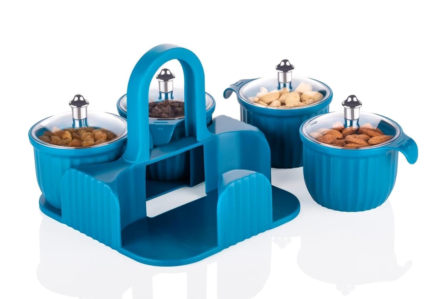 Shri Bajrang Multipurpose Stylish Dry Fruit Box 4 Pc Jar Set Aachar Pickle Container Mukhwas Tray Dining Spice Stand Plastic Cho