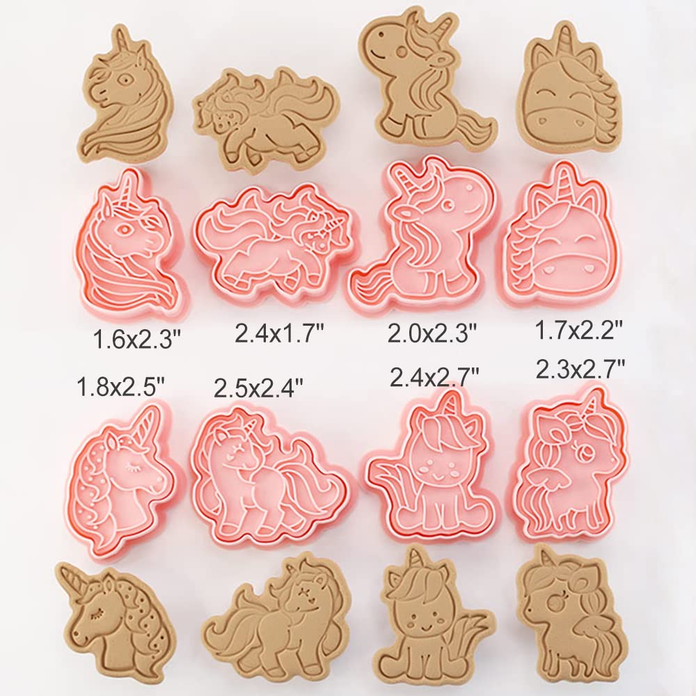 Tuxxzis 8-Pcs Unicorn Cookie Cutters Set 3D Unicorn Cookie Cutters For Baking Unicorn Birthday Party Favors And Supplies