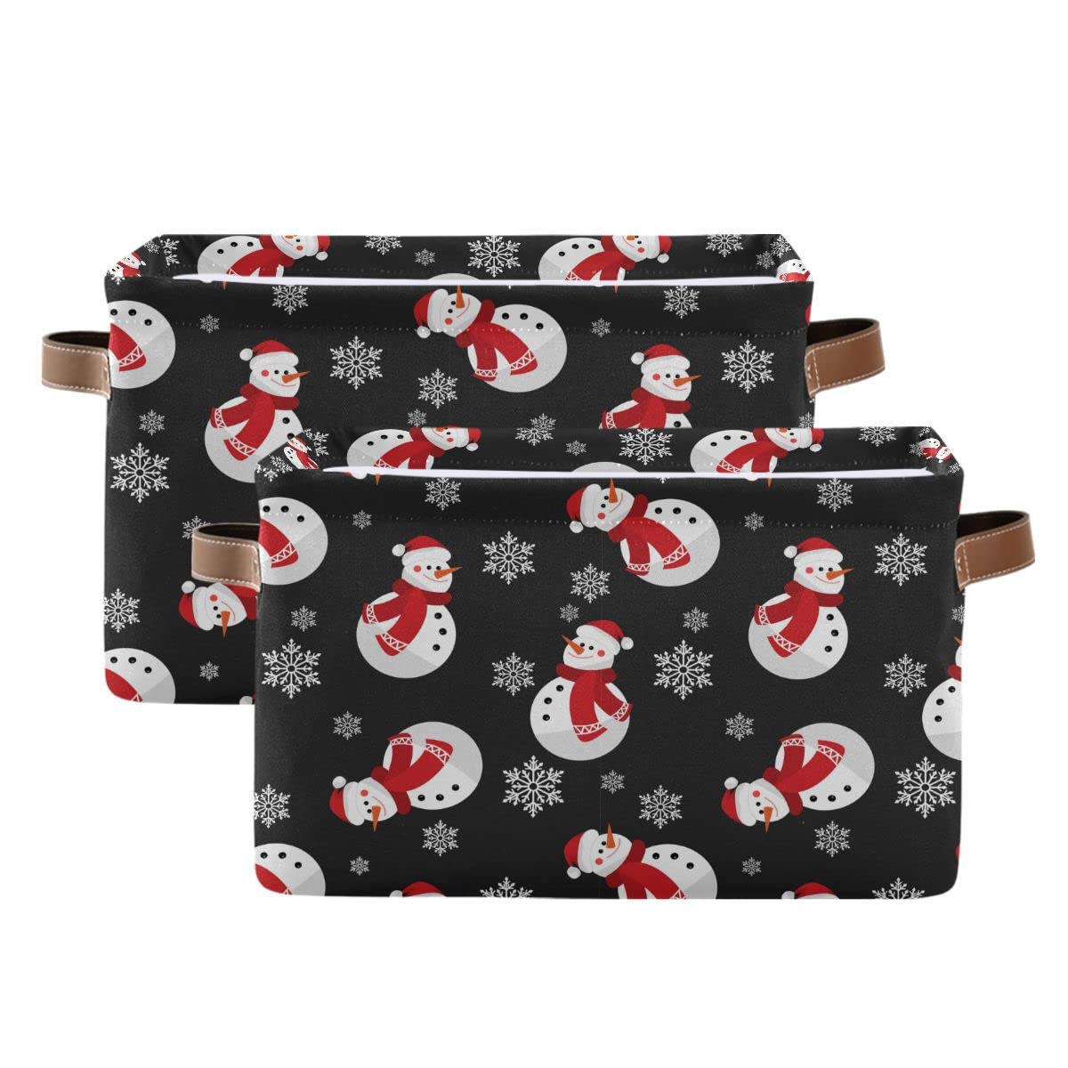 Winter Snowman Snowflake Storage Basket Fabric Laundry Baskets Christmas Holiday Xmas Decorations Storage Boxes Organizer Bag Fo