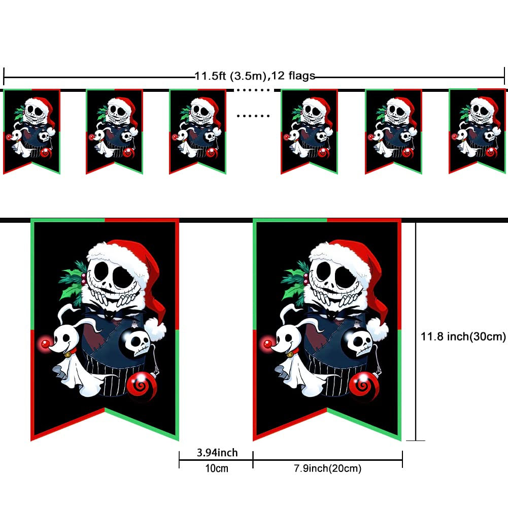 Merry Christmas Bunting Banner Jack Skellington Banner For Christmas Decorations Christmas Banner For Indoor And Outdoor Decorat