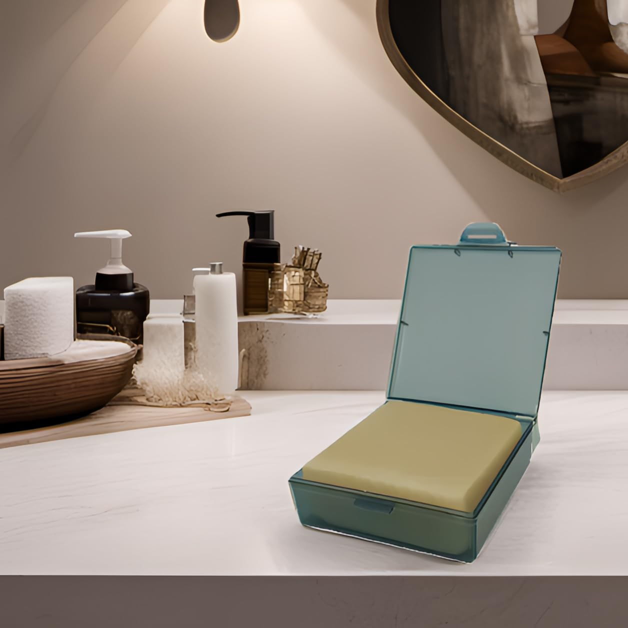 Bathroom Soap Dishes For Dr. Squatch Soap, Square Travel Soap Container With Lid, Portable Bar Soap Holder For Shower Soap Dish