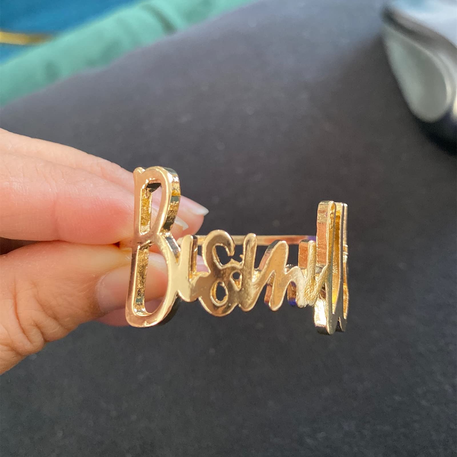 Napkin Rings- 6 Pcs Bismillah Letter Metal Napkin Ring Set Alphabet Napkin Buckles Holder Table Decor For Wedding, Party, Ramada