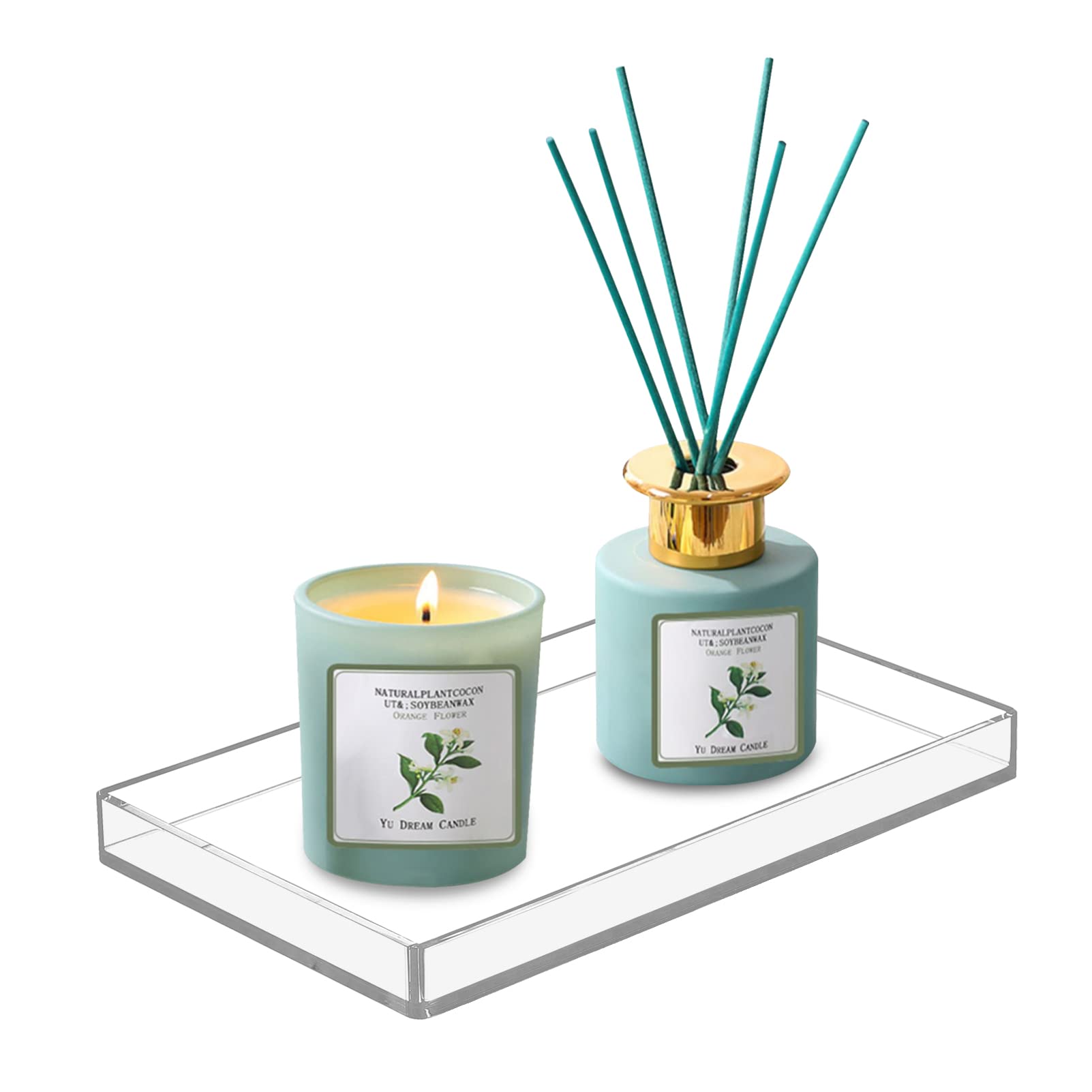 Bigfety Acrylic Bathroom Tray For Counter, Handmade Clear Trays Sturdy Organizer For Cup, Sponge, Soap, Plant (Medium, Clear)