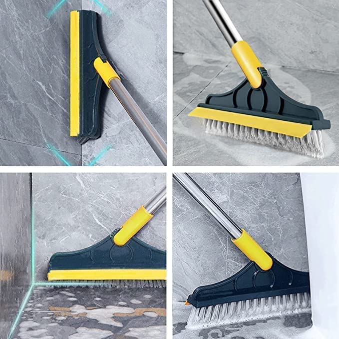 Vihlanath Bathroom Cleaning Brush With Wiper - Bathroom Cleaning Brush Long Handle 180 Rotate Toilet Brush Bathroom Tiles Cleani