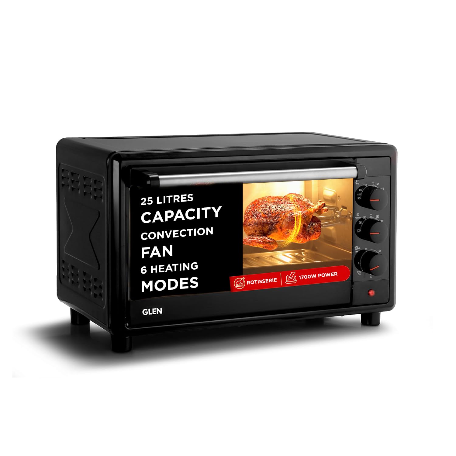 Glen Multi-Function Otg For Kitchen 25 Litre, 1700W, Oven Toaster Griller With 6 Heating Modes, Rotisserie, Convection Fan, Temp
