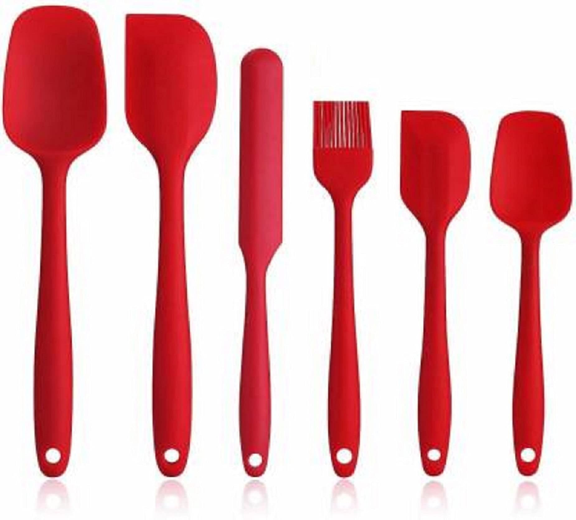 Mobdesk Food Grade Silicone Rubber Spatula Set For Baking, Cooking And Mixing High Heat Resistant Non Stick Cookware Stainless S