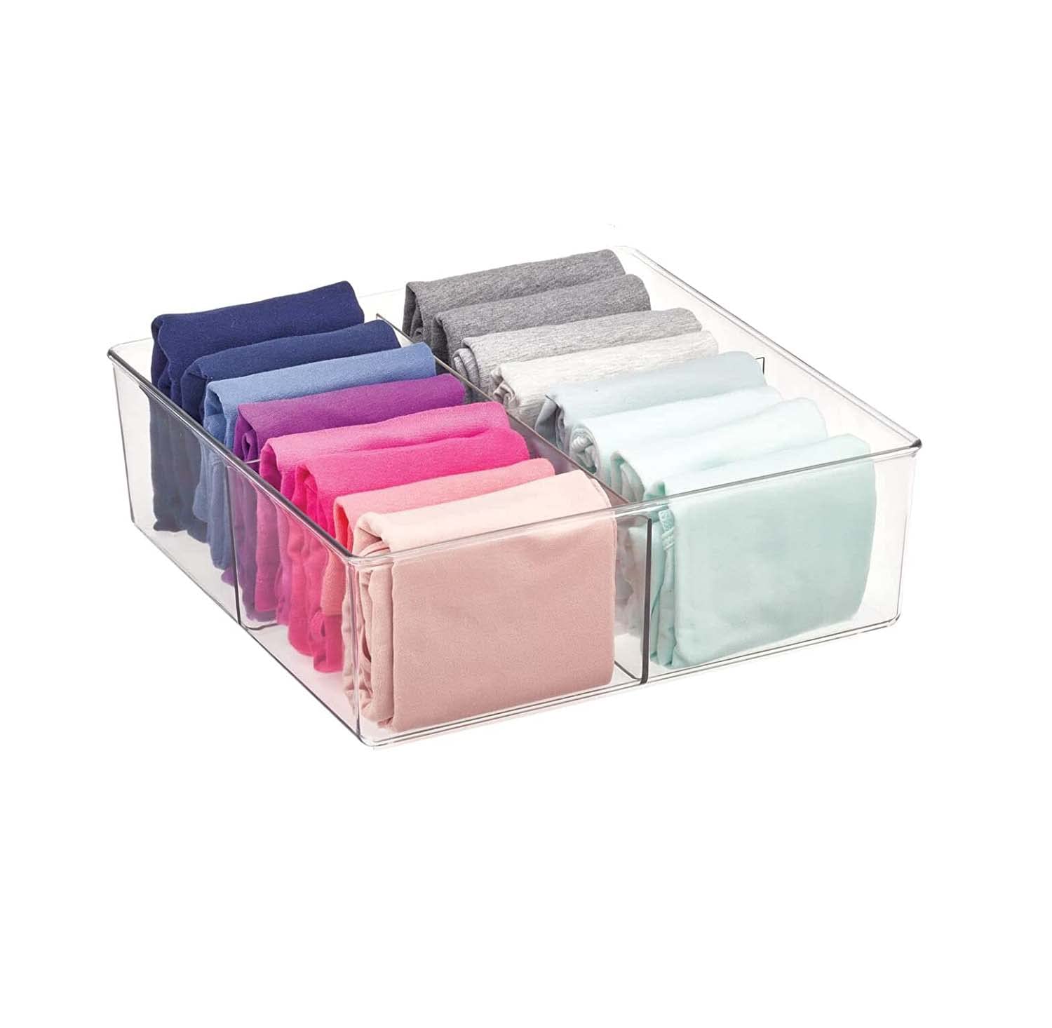 Homanly 4 Compartment Divided Drawer And Closet Storage Bin  Organizer For Scarves, Socks, Ties Bras, And Underwear  Dress Dra