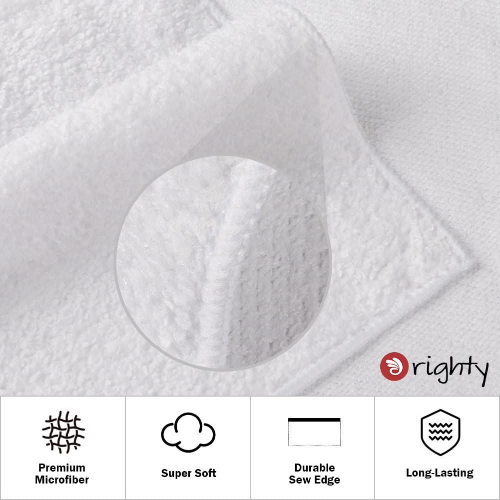 Orighty 12-Pack White Hand Towels - Quick Drying & Absorbent Microfiber Gym Towels 16X28 Inches - Lightweight & Thin White Yoga