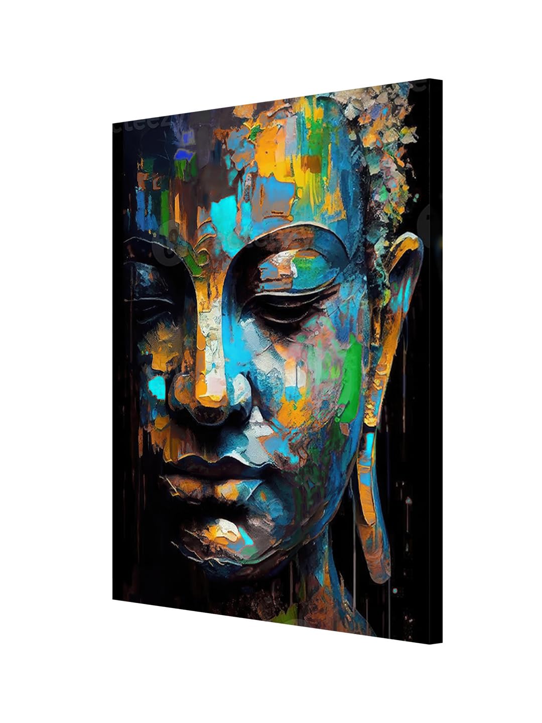 999STORE Abstract Buddha Canvas Art in Bold Colors - Modern Spiritual Wall Decor for Peaceful Interiors (18X30 Inch_ Canvas) FLP