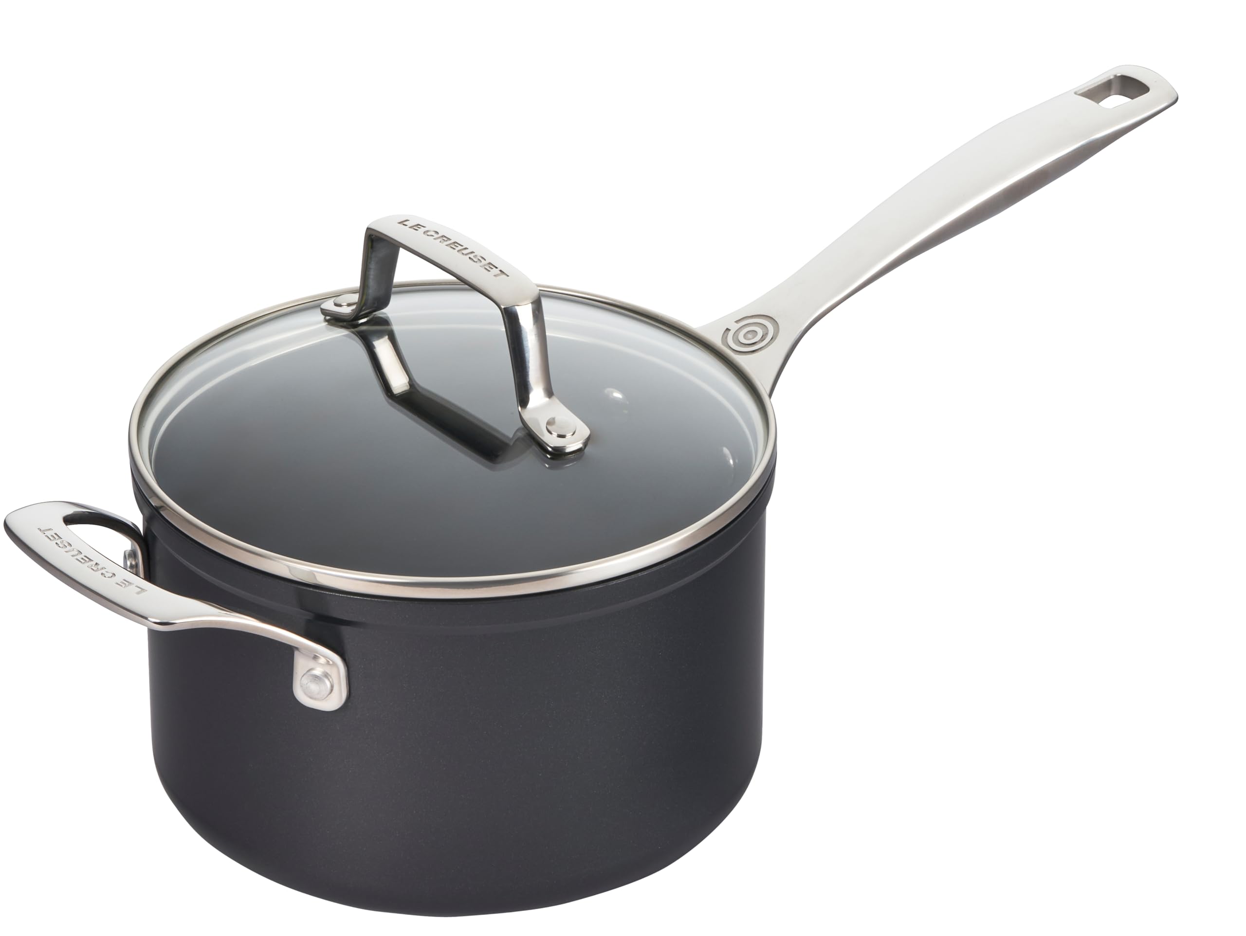 Le Creuset Essential Non-stick Ceramic Saucepan with Glass Lid, 3 qt.