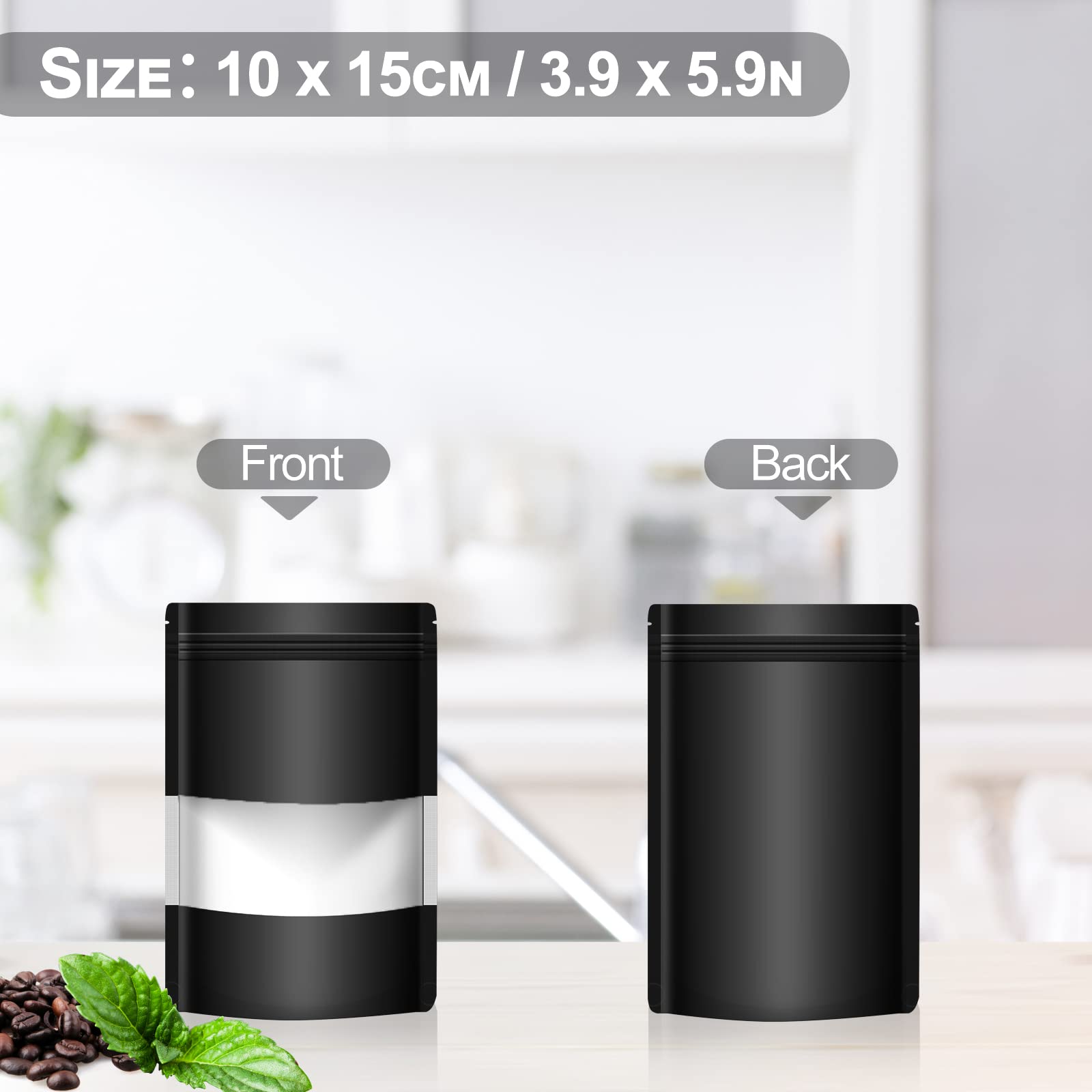 Sujude Stand-Up Smell-Proof Bags For Small Business Packaging - Candy Food Storage Bag Edible Pouch Bags With Clear Window 100 P