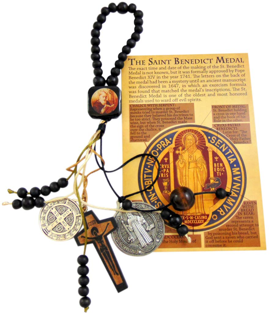 Westmon Works St Benedict Home Protection Door Hanger Wooden Assortment with Saint Card Set