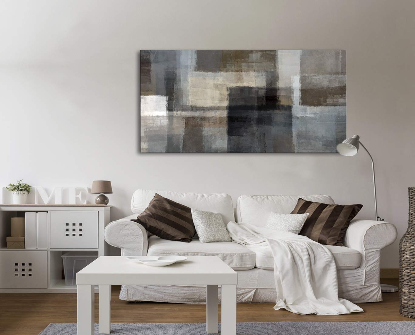 Cao Gen Decor Art A62475 Canvas Prints Abstract Wall Art Print Paintings Grey and Brown Home Decor Framed Ready to hang for Living Room Bedroom and Office Home Kitchen Artwork