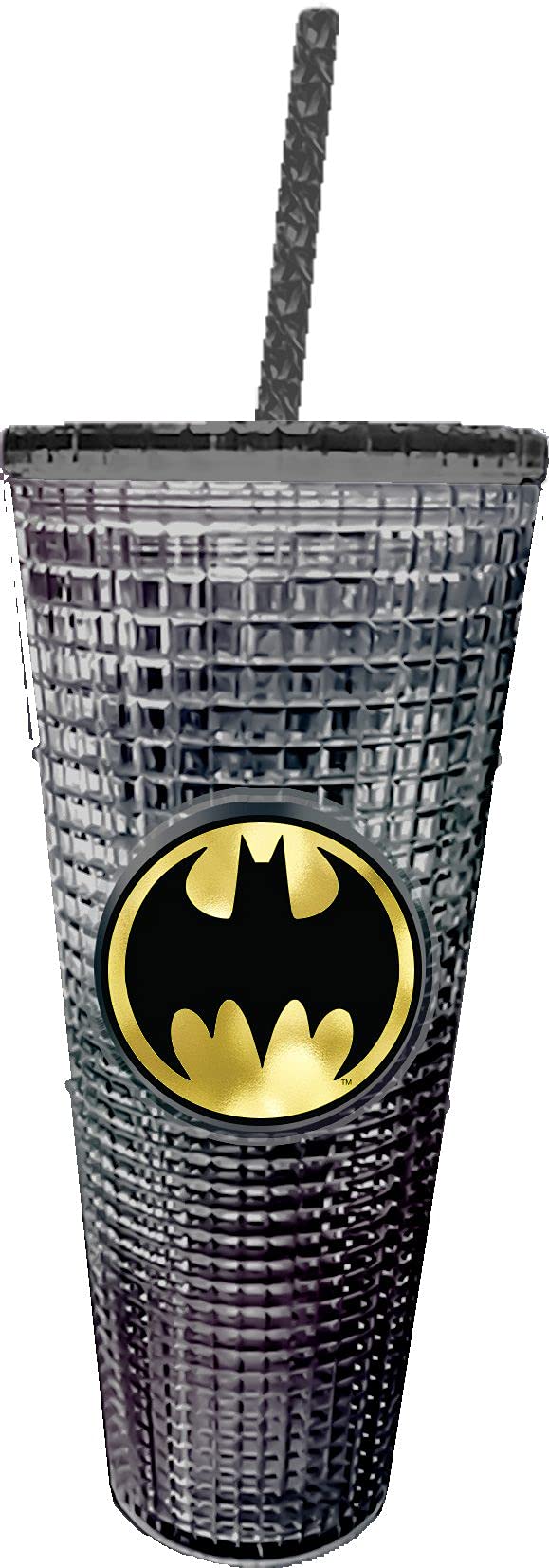 Spoontiques Dc Comics Cup W/Straw, 20 Oz, Batman Diamond