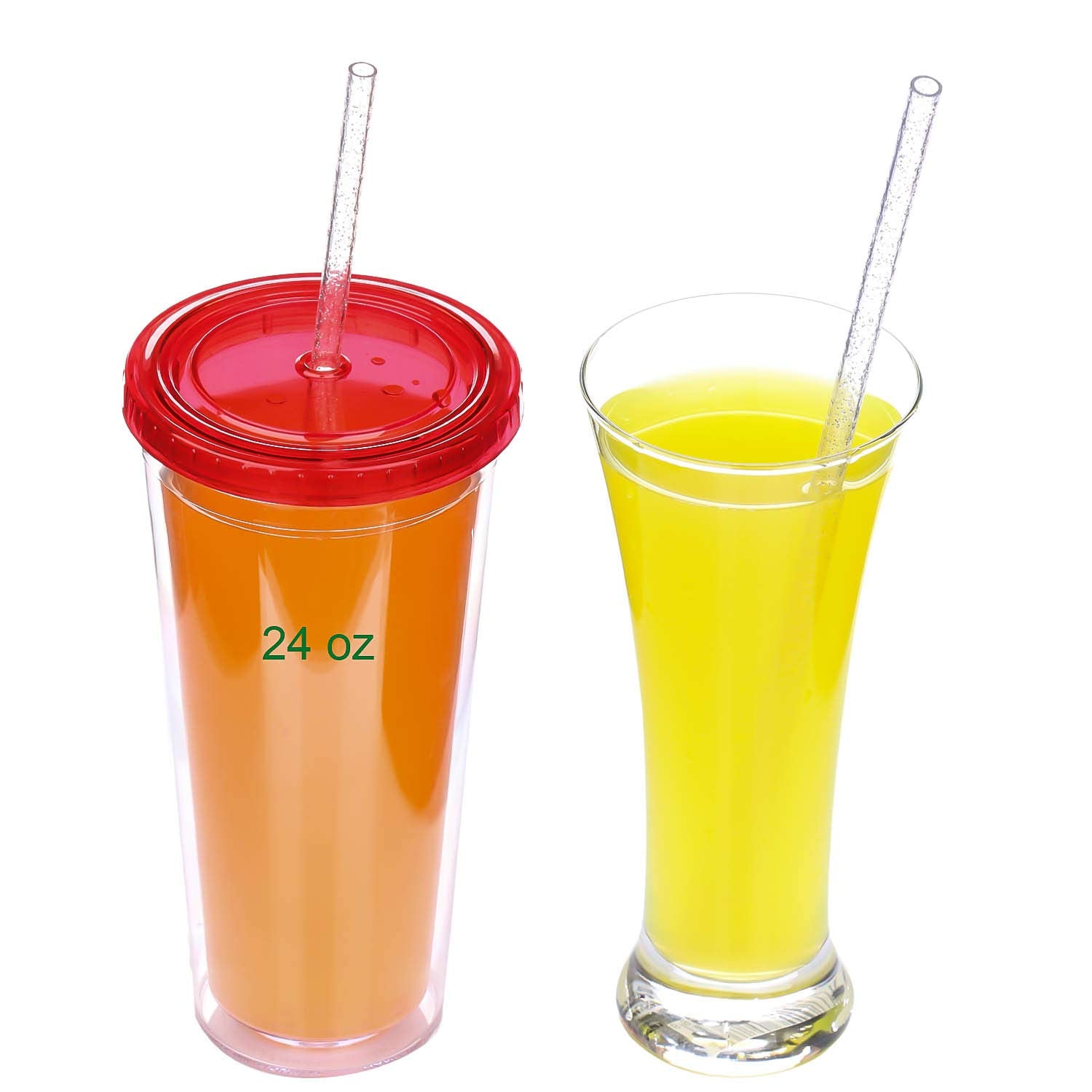 Dakoufish Bpa-Free 12 Piece 11 Inch Reusable Clear Plastic Glitter Sparkle Drinking Straw Plus One Cleaning Brush (Lightpurple,1