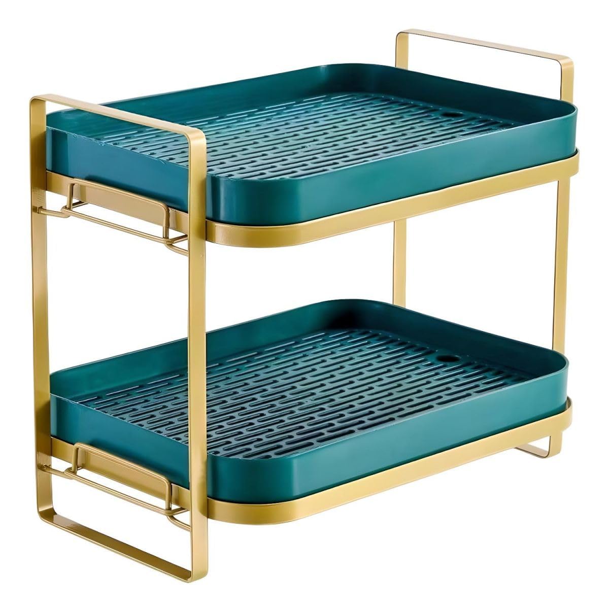 Vhg 2Tier Cups Mugs Drying Rack With Drain Tray, Tableware Fruit Storage Rack, Kitchen Countertop Organizer Shelf Tea Tray For 