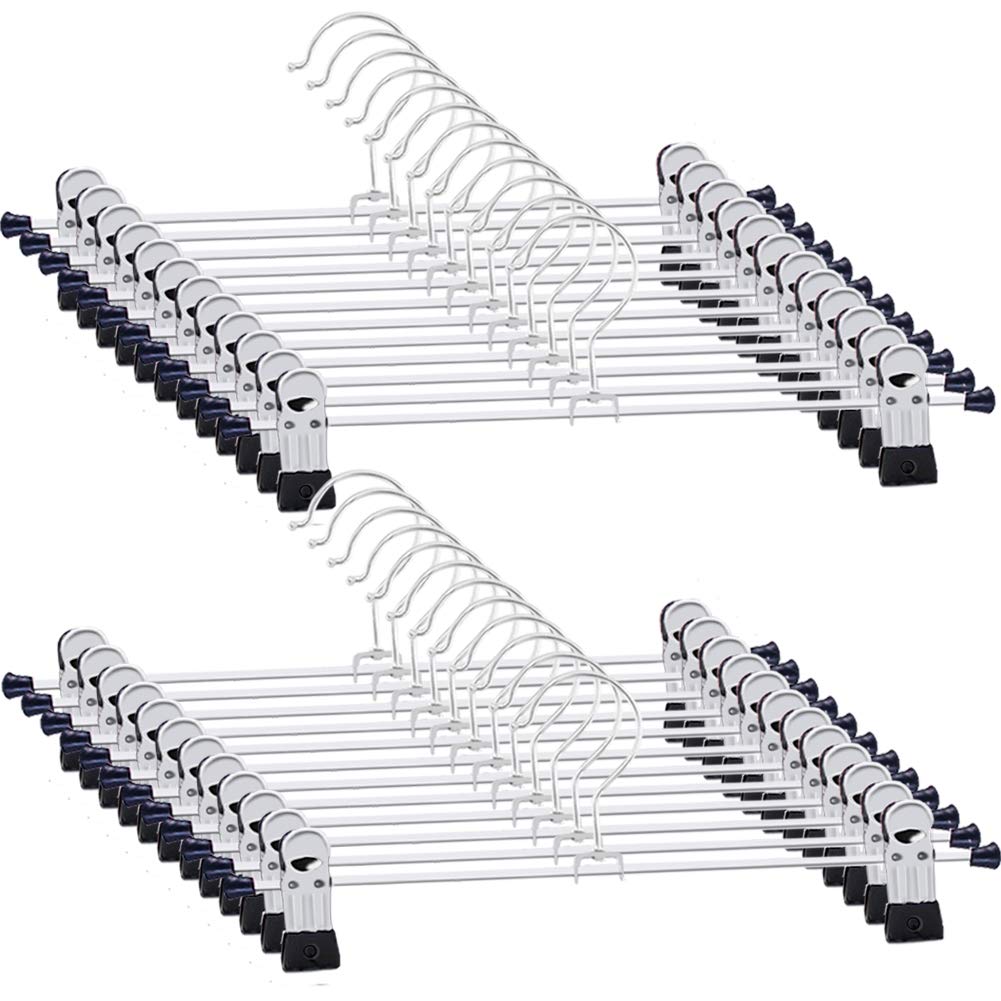 Goodtou Pants Hangers With Clips - Skirt Hangers 24 Pack Clip Hangers For Pants Jeans Shorts Hangers Adjustable Metal Hangers Fo