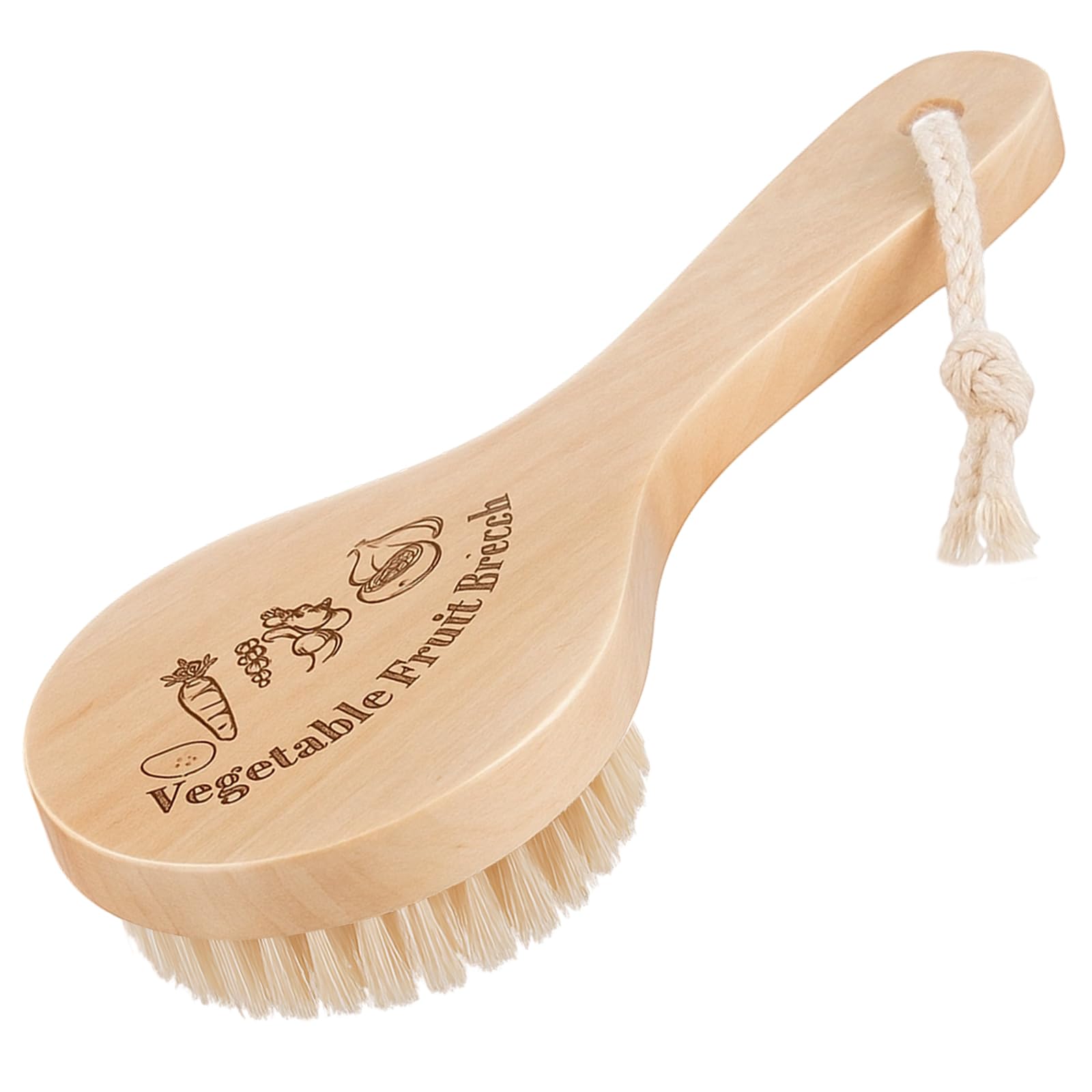 Wooden Vegetable Brush Handle, Fruit Scrubber, 1 Pcs, Solid Color
