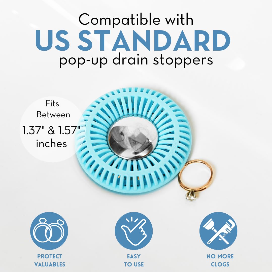 SINKRING The Ultimate Bathroom Sink Drain Protector Hair Catcher/Strainer/Snare (Aqua)