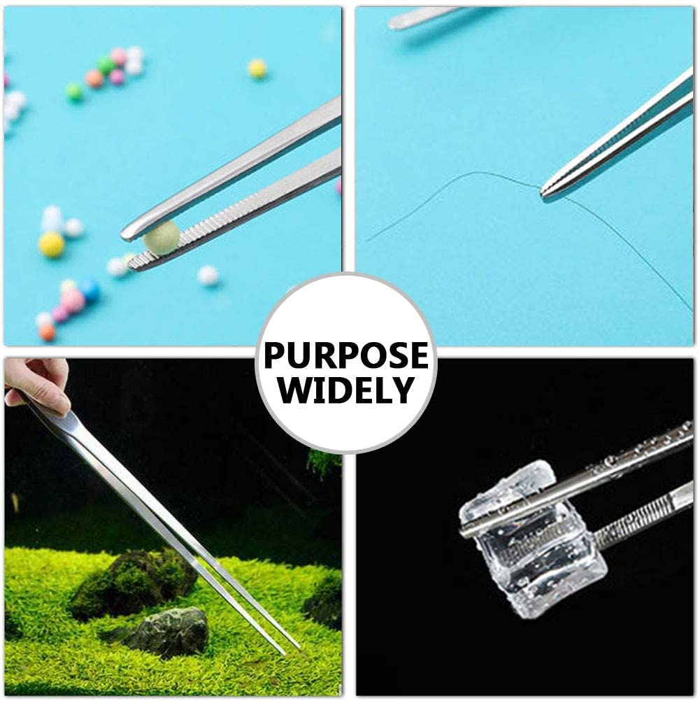 Utoolmart 125Mm Stainless Steel Straight Blunt Tweezers Serrated Tip Garden Kitchen Tool 1Pcs