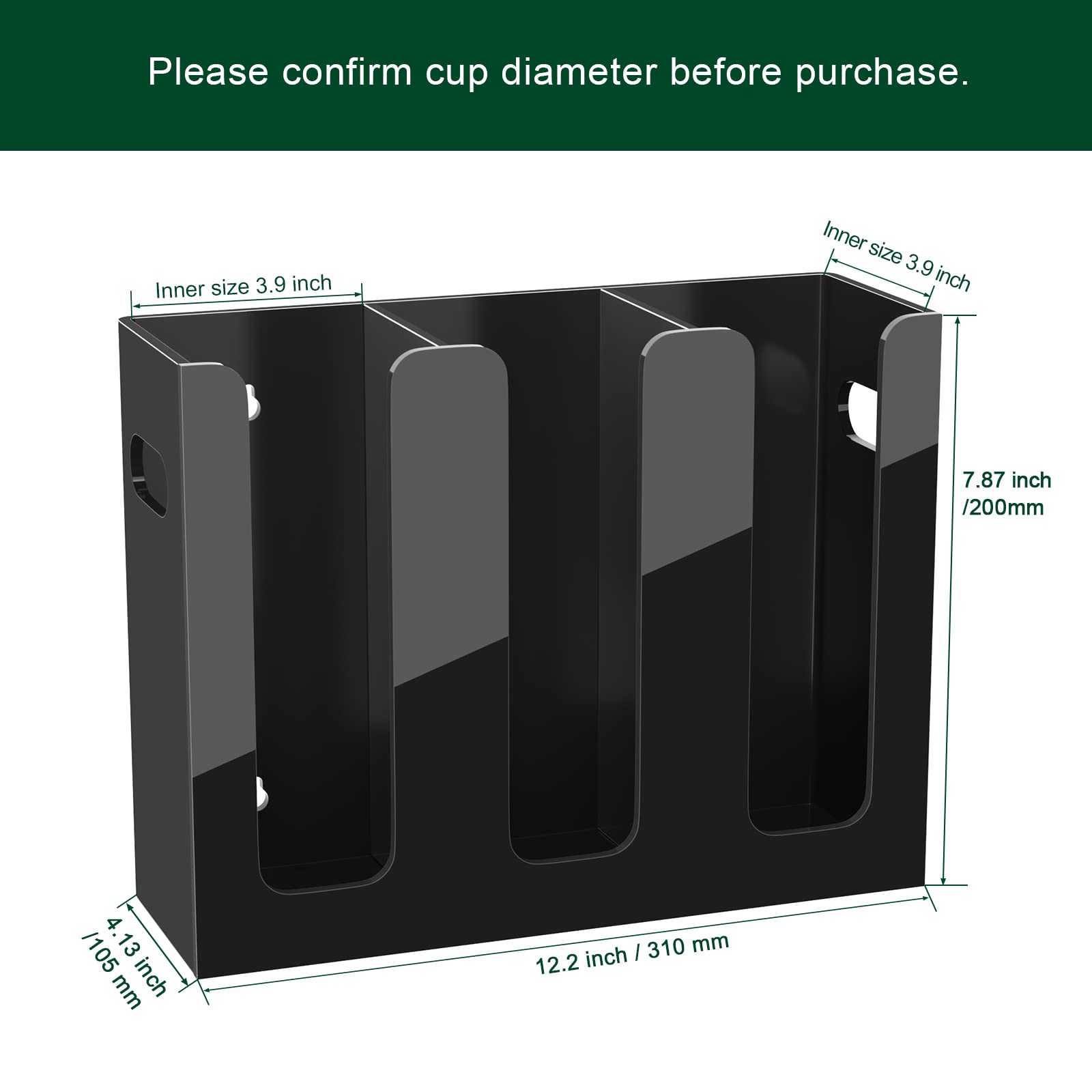 Bosscasa Disposable Coffee Cup Dispenser With Handles, Countertop Or Wall Mount Hot/Cold Drink Cup And Lid Holder - Bathroom/Kit