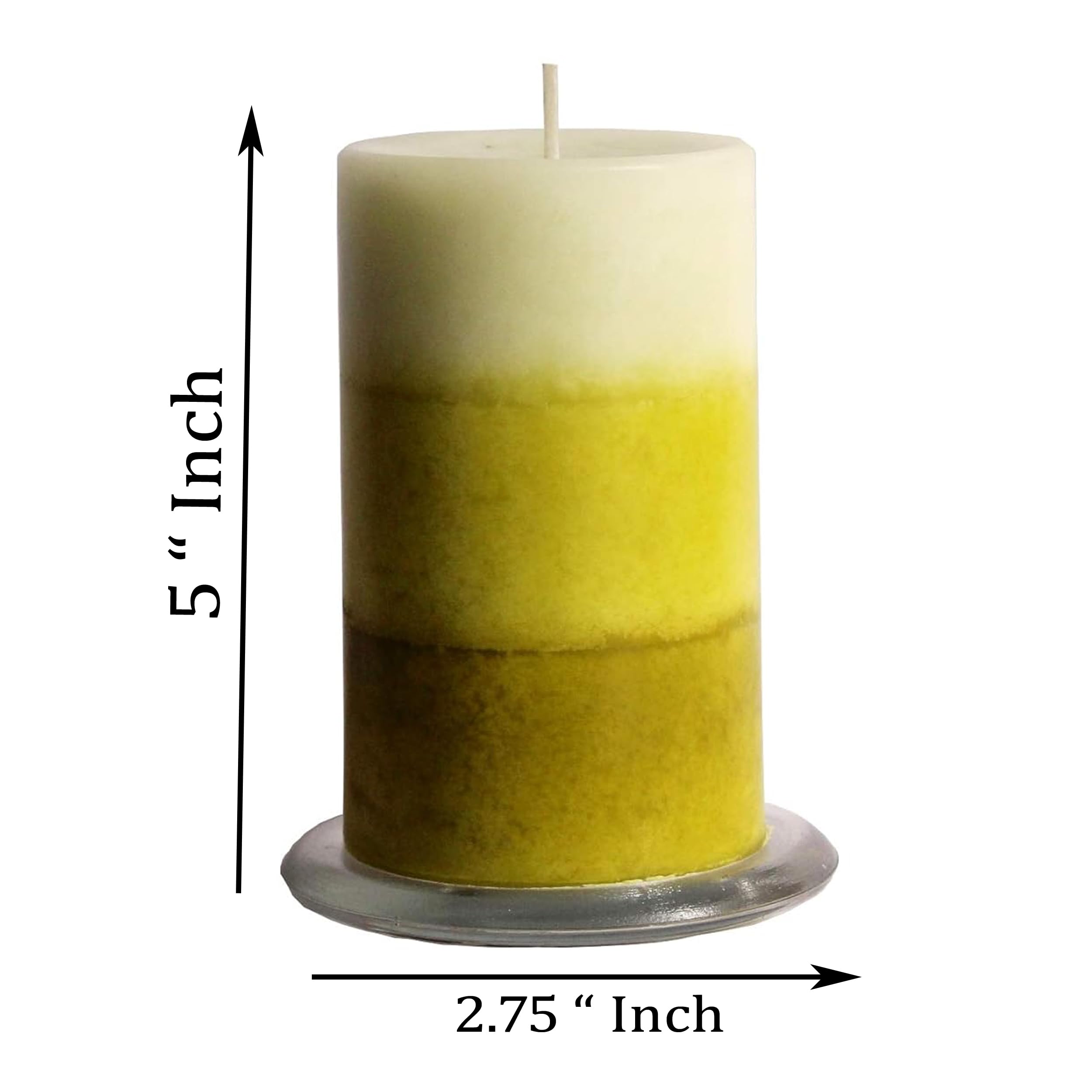 Pure Indian Candle Handmade Green Citronella & Camphor Scented Tritone Designer Wax Pillar Candle PIC2019TRTN004 (Burn Time 50 H