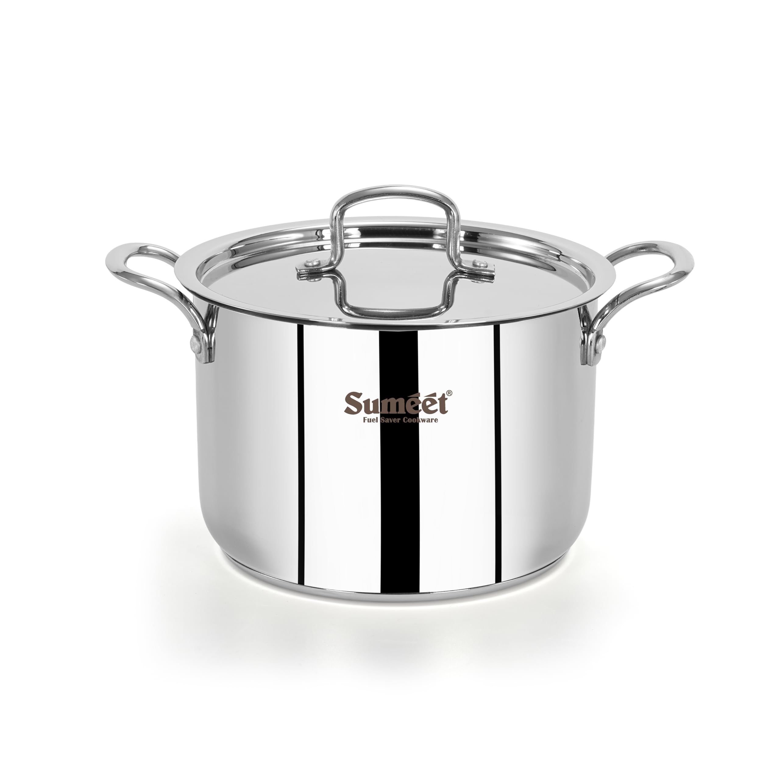 Sumeet Isi Certified Stainless Steel Casserole Handi Stock Pot Biryani Pot Dutch Oven With Steel Lid - Even Heat  Cook-N-Serve  Gas And Induction Friendly  20Cm  4.2Ltr  Silver