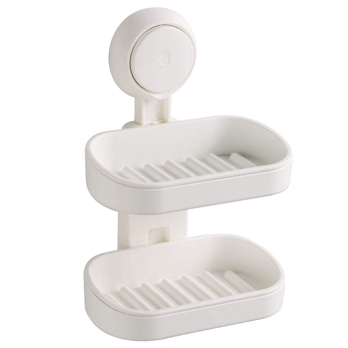 Sunhorde Double Layer Soap Dish Suction Cup Soap Holder For Shower, Powerful Soap Bar Case For Bathroom, Drill-Free, Drainage De