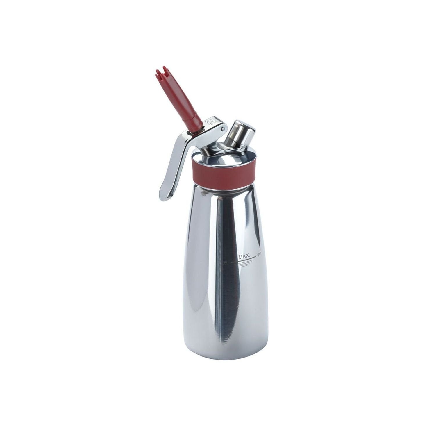 Isi Gourmet Cream/Food Whipper For All Hot And Cold Applications, 1/2 Pint, Stainless Steel/Red