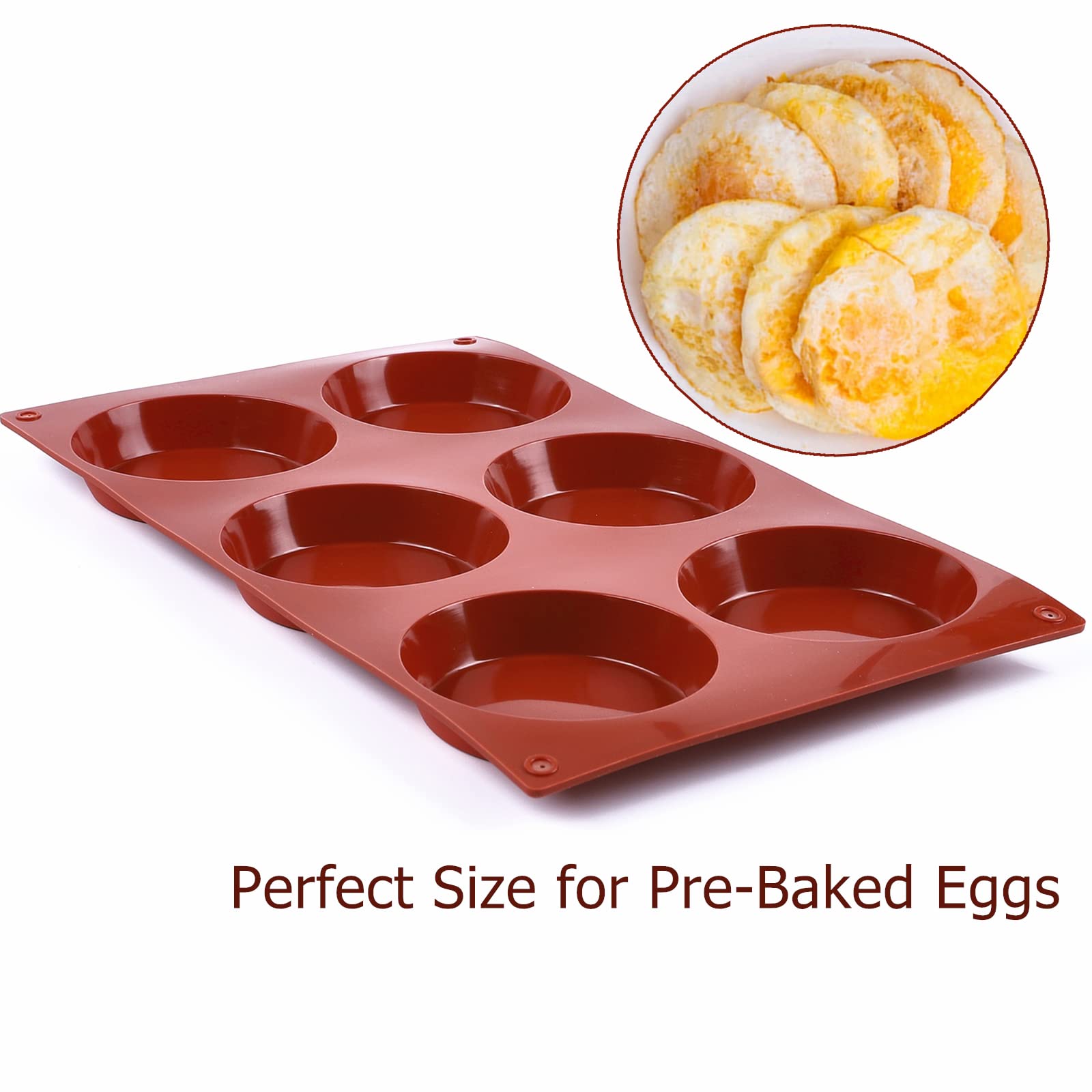 Joersh 2-Pk Silicone Egg Molds Non-Stick 3'' Round Muffin Top Baking Pans, Egg Molds For Breakfast Sandwiches, Corn Breads, Whoo