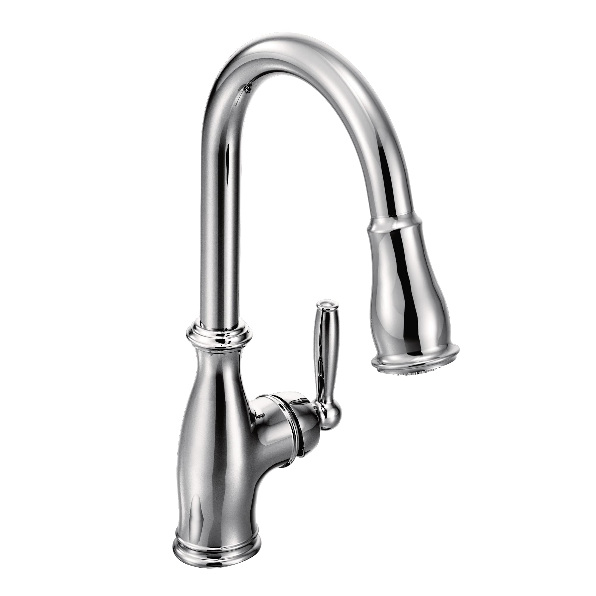 Moen Brantford Chrome Traditional One-Handle Kitchen Faucet With Pulldown Sprayer Featuring Power Boost And Reflex Docking Syste