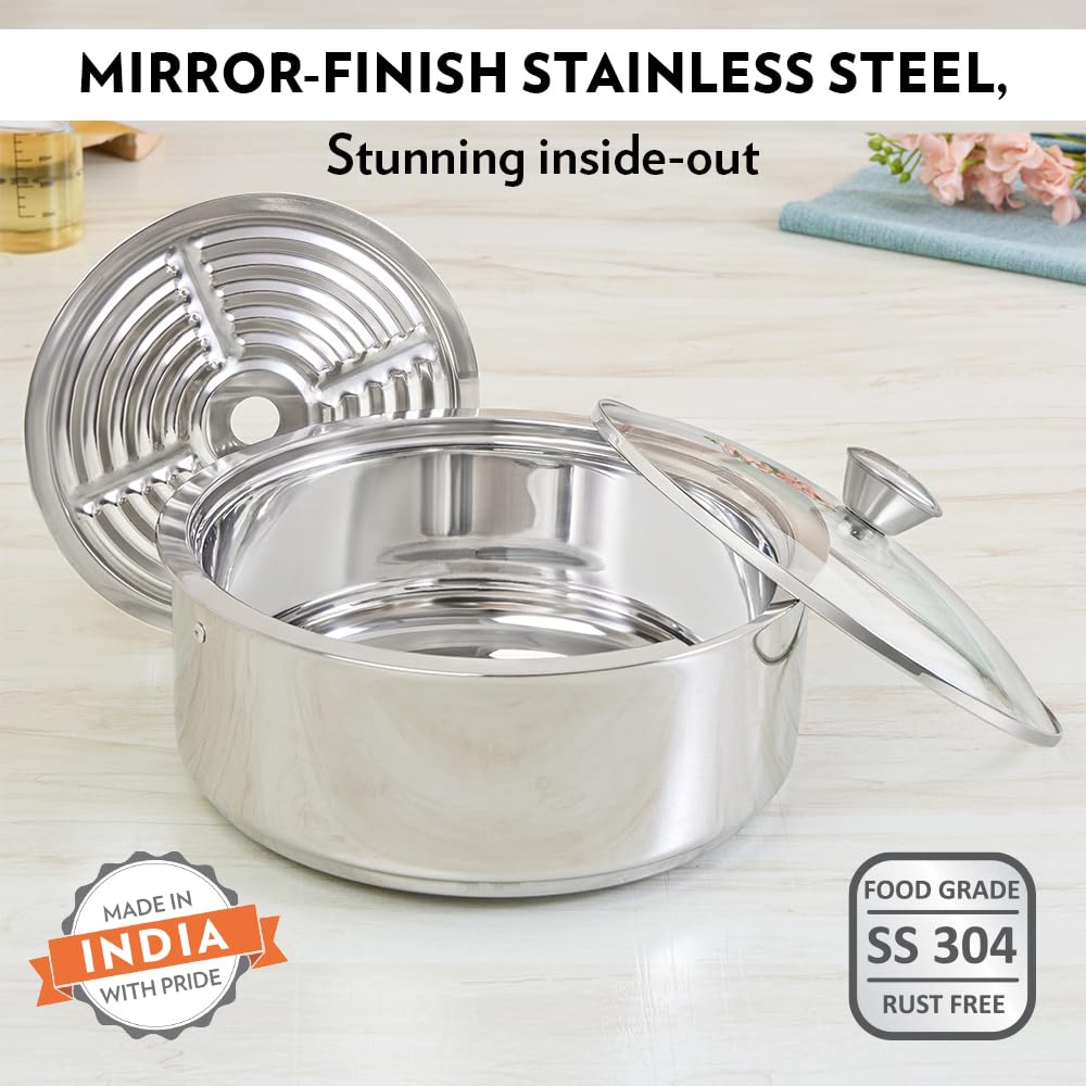 Borosil Stainless Steel Insulated Roti Server, 2.5 Litres, Silver