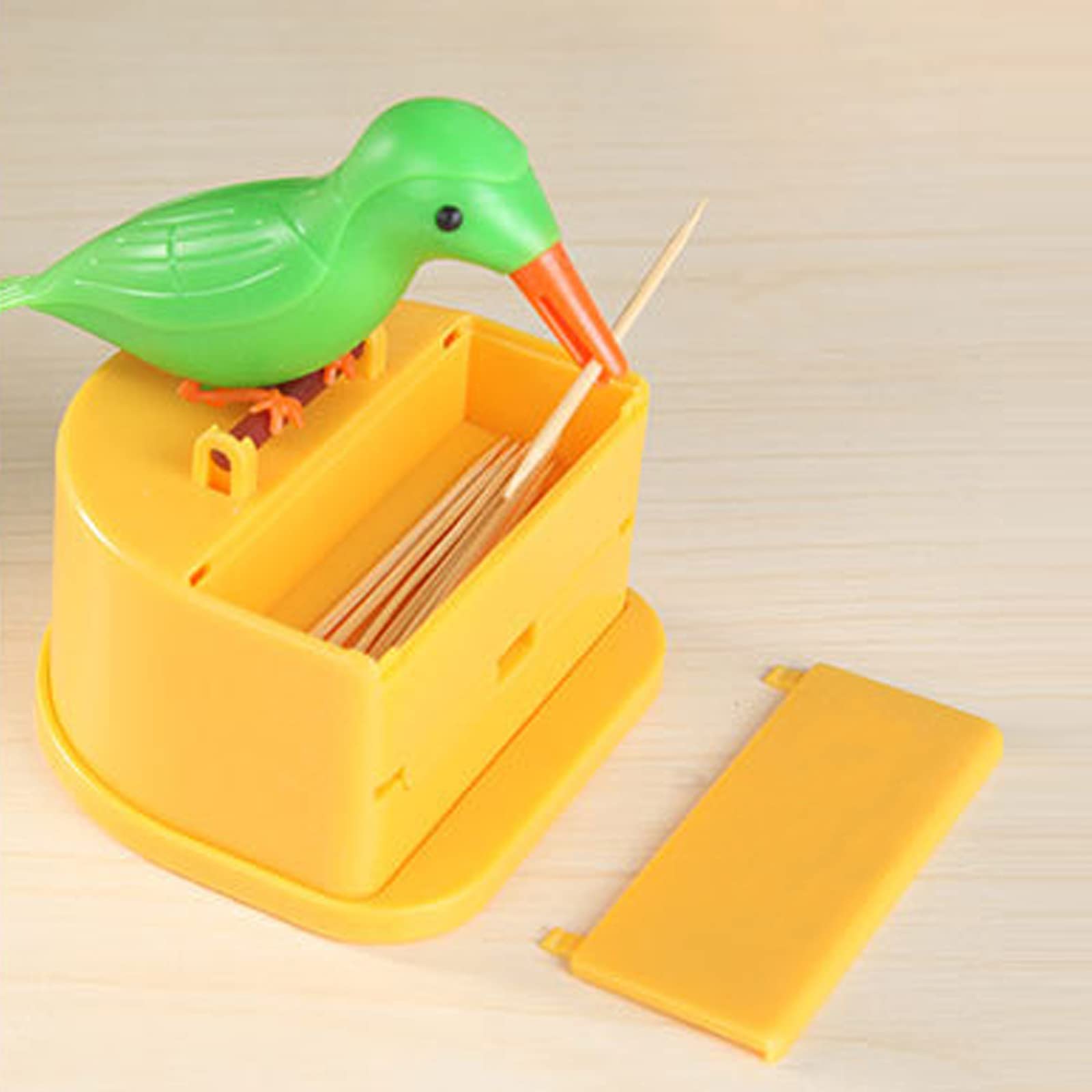 Woodpecker Toothpick Dispenser Little Bird Push-Type Automatic Toothpick Holder With A Toothpick Box Portable Plastic Kitchen De