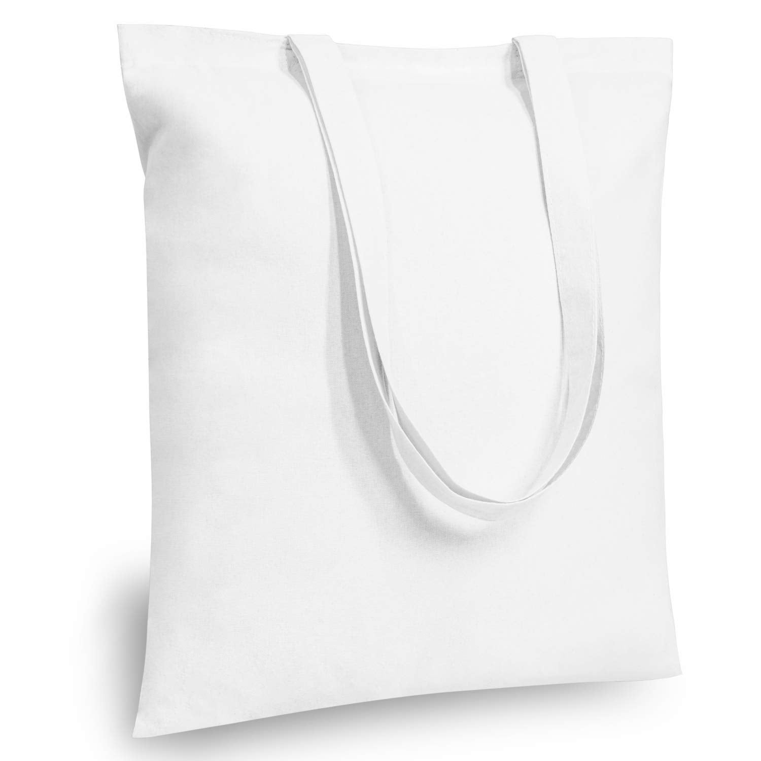 TOPDesign 12-Pack Economical 16x15 White Cotton Tote Bag, Lightweight Medium Reusable Grocery Shopping Cloth Bags, Suitable for 