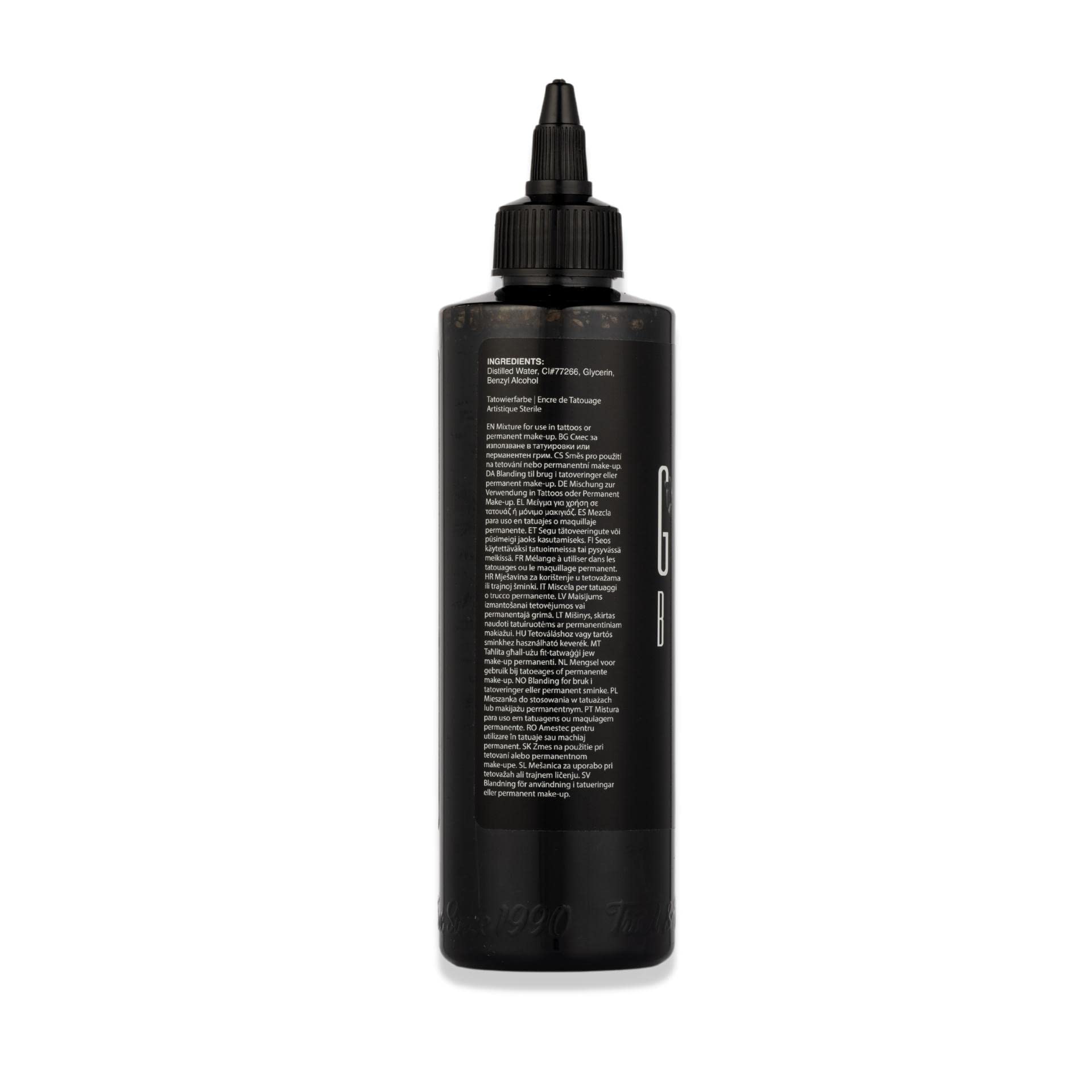 Dynamic Color Co - Ganga Black Tattoo Ink, 8Oz Bottle Reach Compliant Safe Tattoo Ink For European Regulations - Superior Black