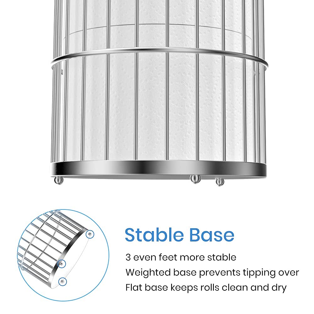 Toilet Paper Holder Stand with Storage Bathroom Toilet Tissue Roll Reserve Organizer Free Standing Dispenser Holds 3 Mega Rolls - Polished Chrome