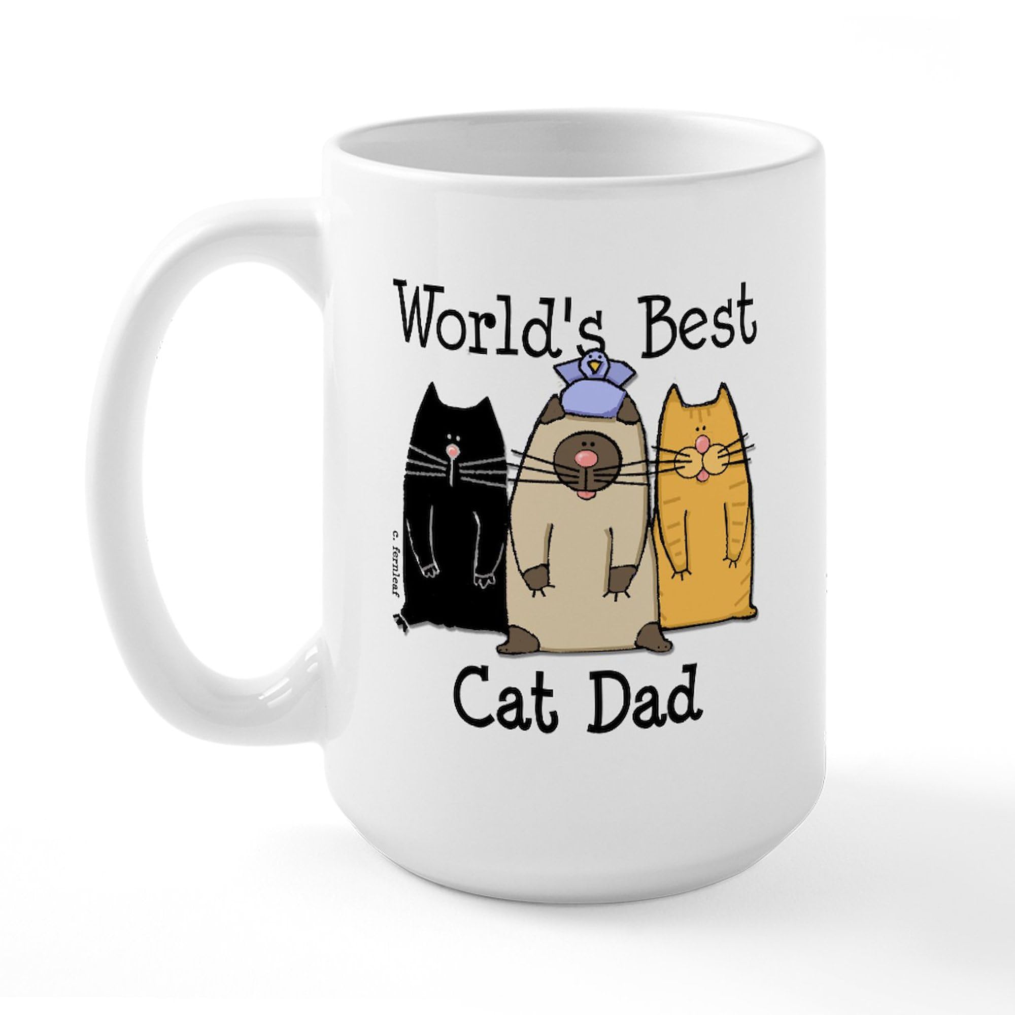 CafePress World's Best Cat Dad Large Mug 15 oz (444 ml) Ceramic Coffee Mug