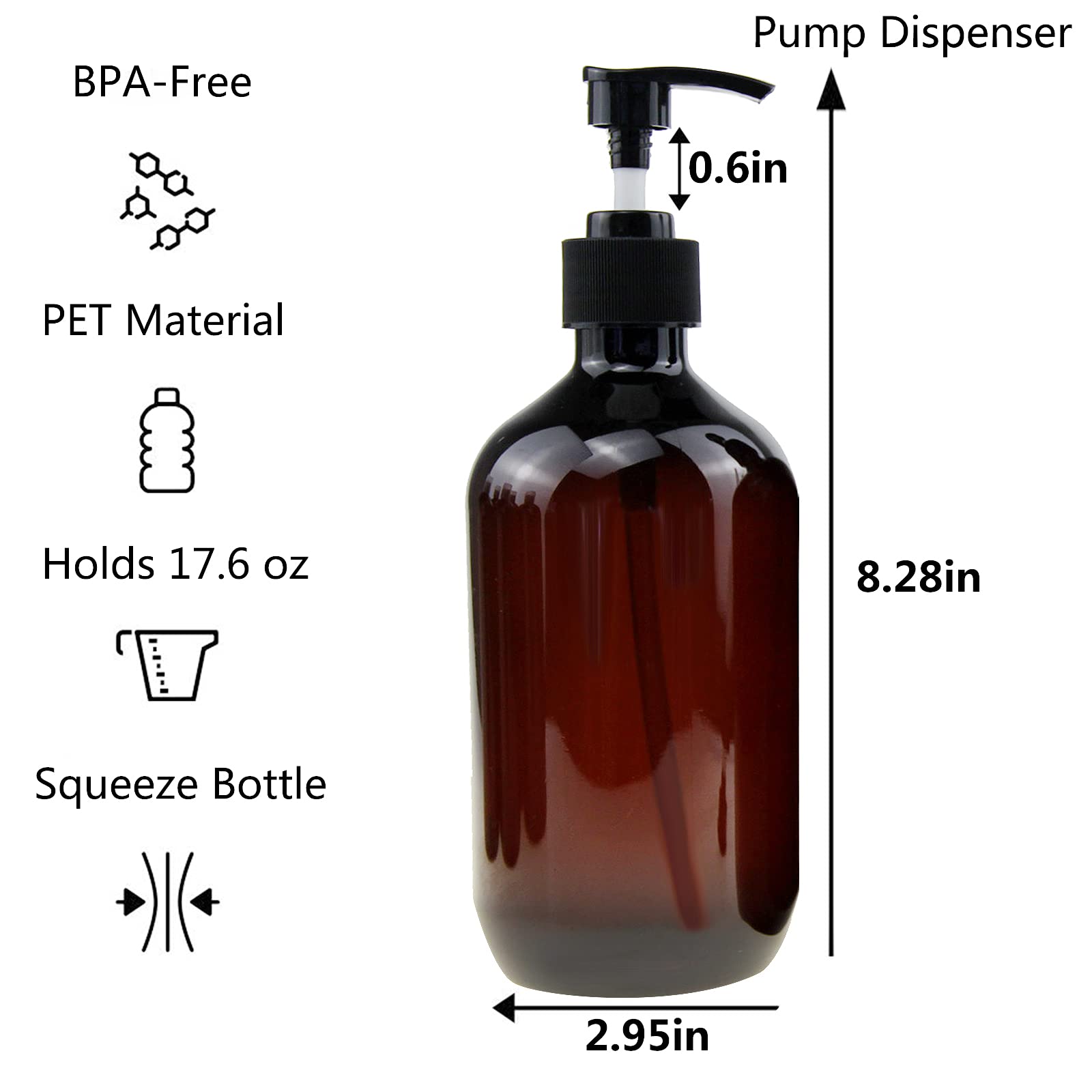 Empty Plastic Bottles With Pump Dispenser And 6Pcs Labels Included, Refillable Travel Containers For Hand Sanitizer Shampoo Loti